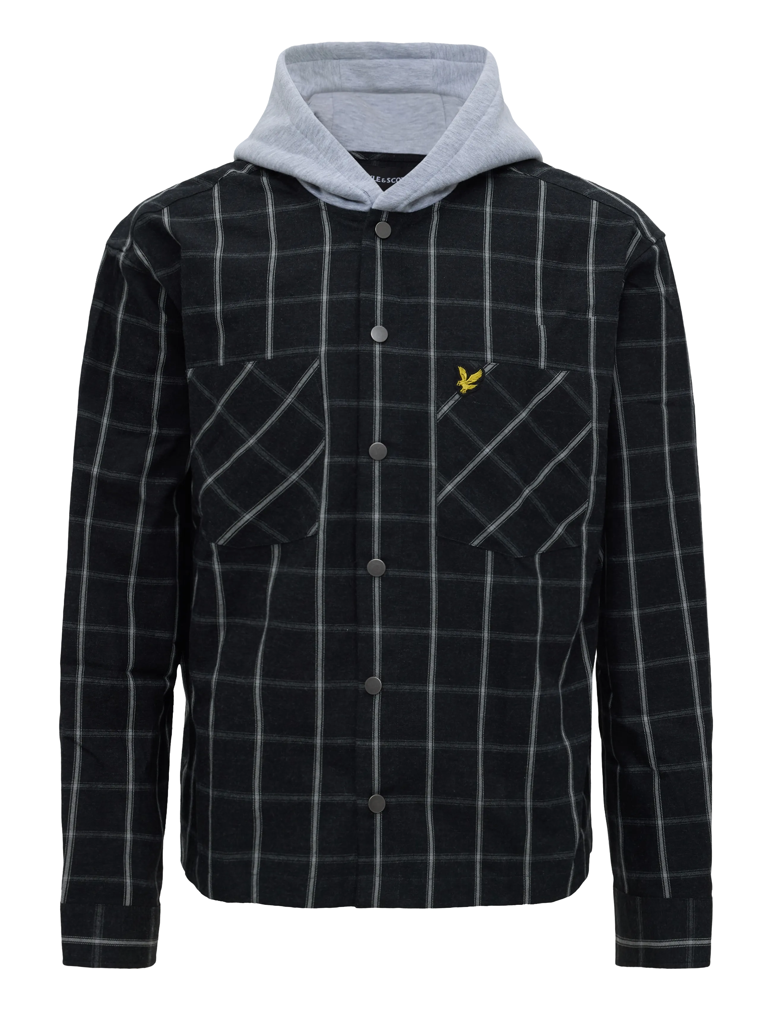 Lyle & Scott - Check Hooded Overshirt - checkered shirts - jet black - 1
