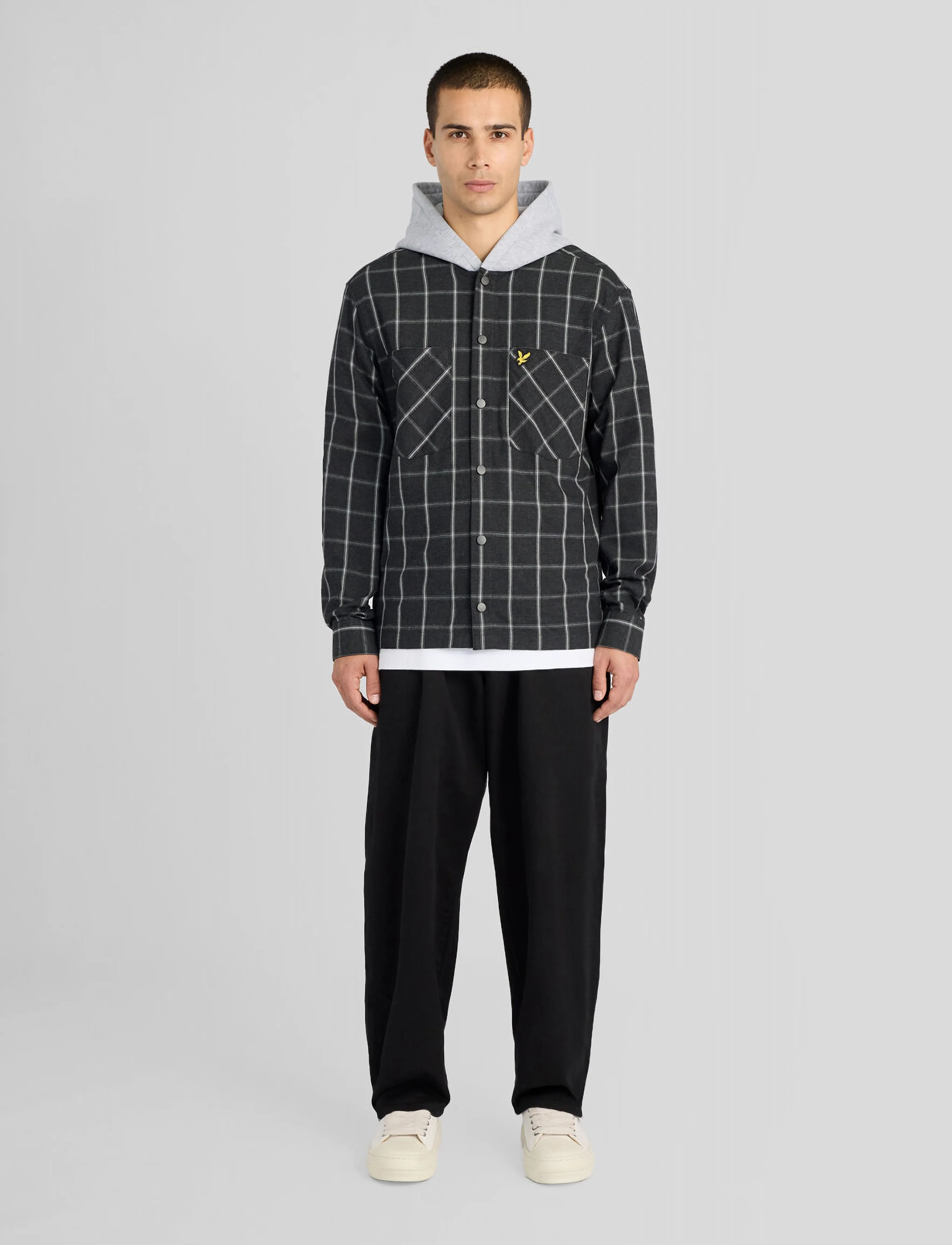 Lyle & Scott - Check Hooded Overshirt - jet black - 3