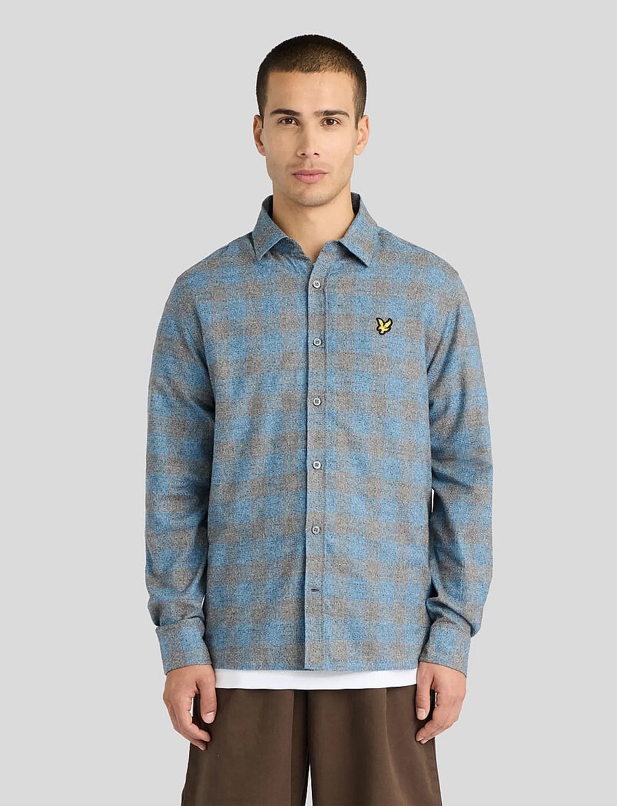 Lyle & Scott - Static Check Flannel Shirt - flanellskjortor - yale blue - 0