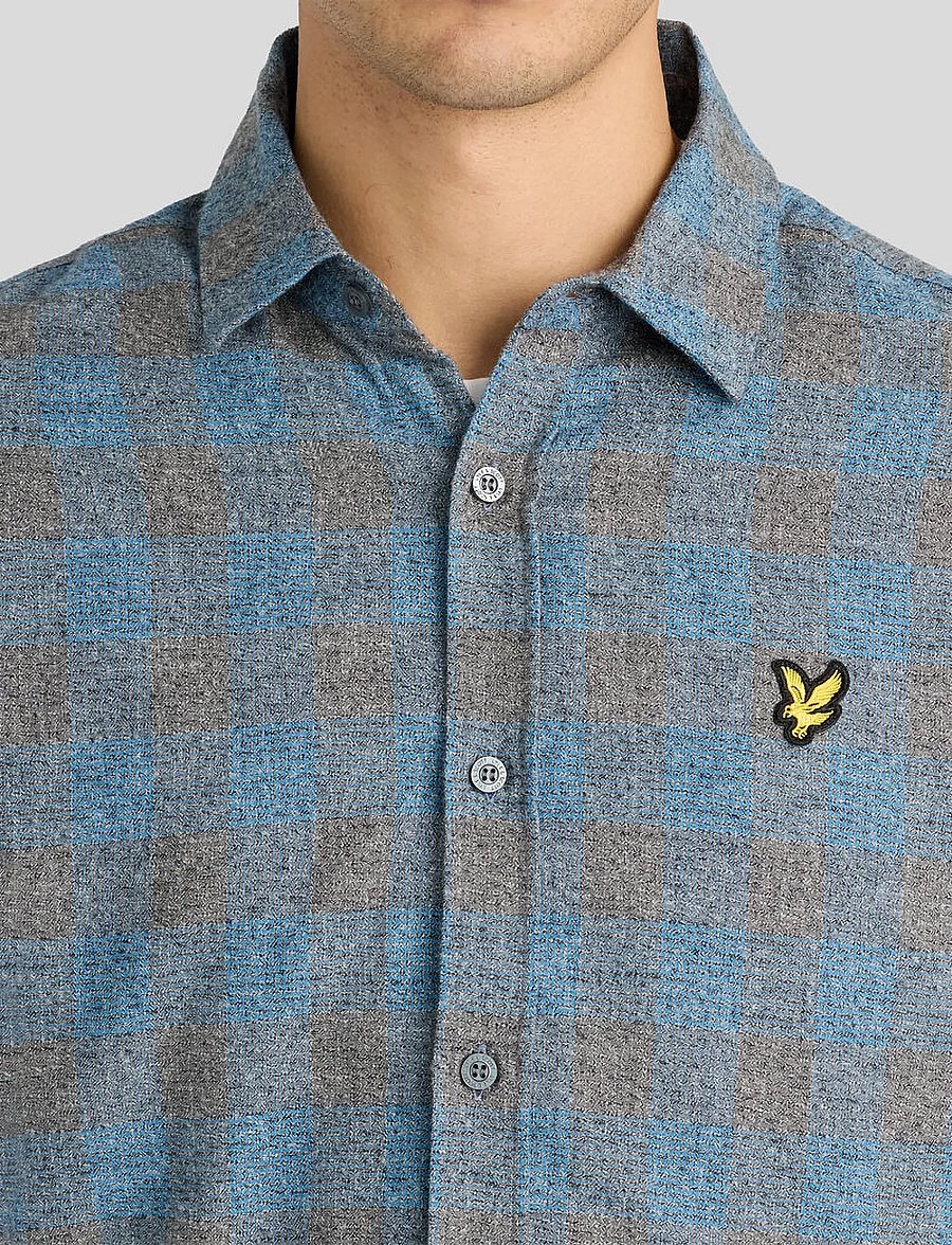 Lyle & Scott - Static Check Flannel Shirt - flanellskjortor - yale blue - 5