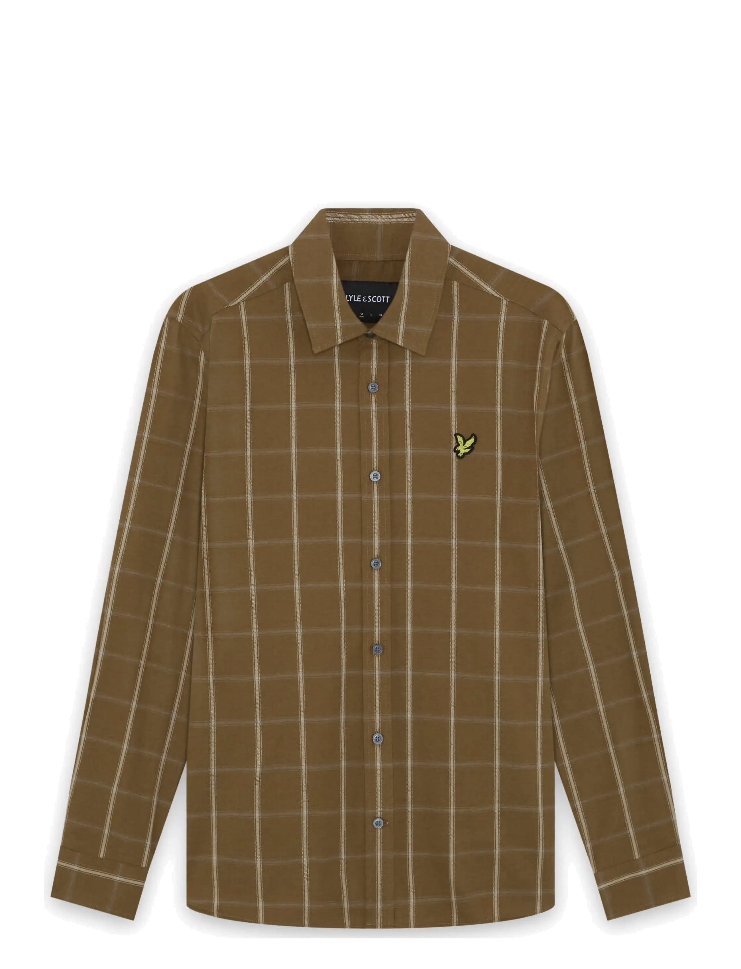 Lyle & Scott - Broad Windowpane Check Shirt - rutiga skjortor - chestnut brown - 1