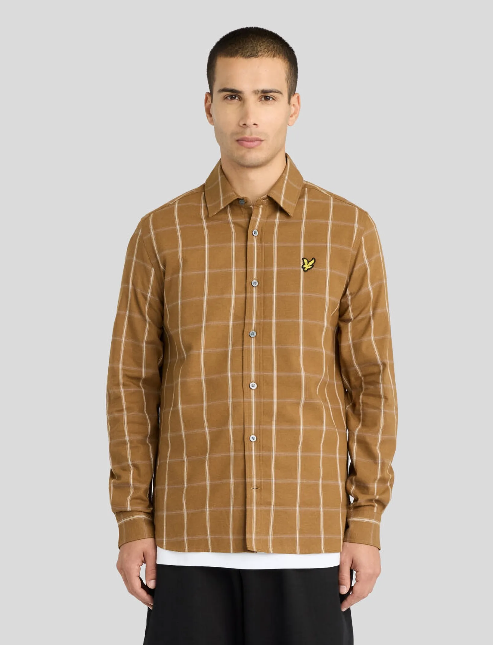 Lyle & Scott Broad Windowpane Check Shirt - Skjortor - CHESTNUT BROWN / brown