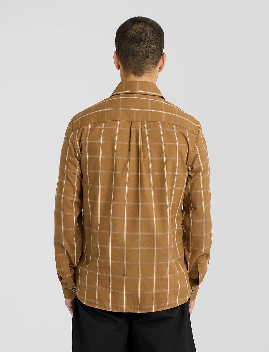 Lyle & Scott - Broad Windowpane Check Shirt - rutiga skjortor - chestnut brown - 2