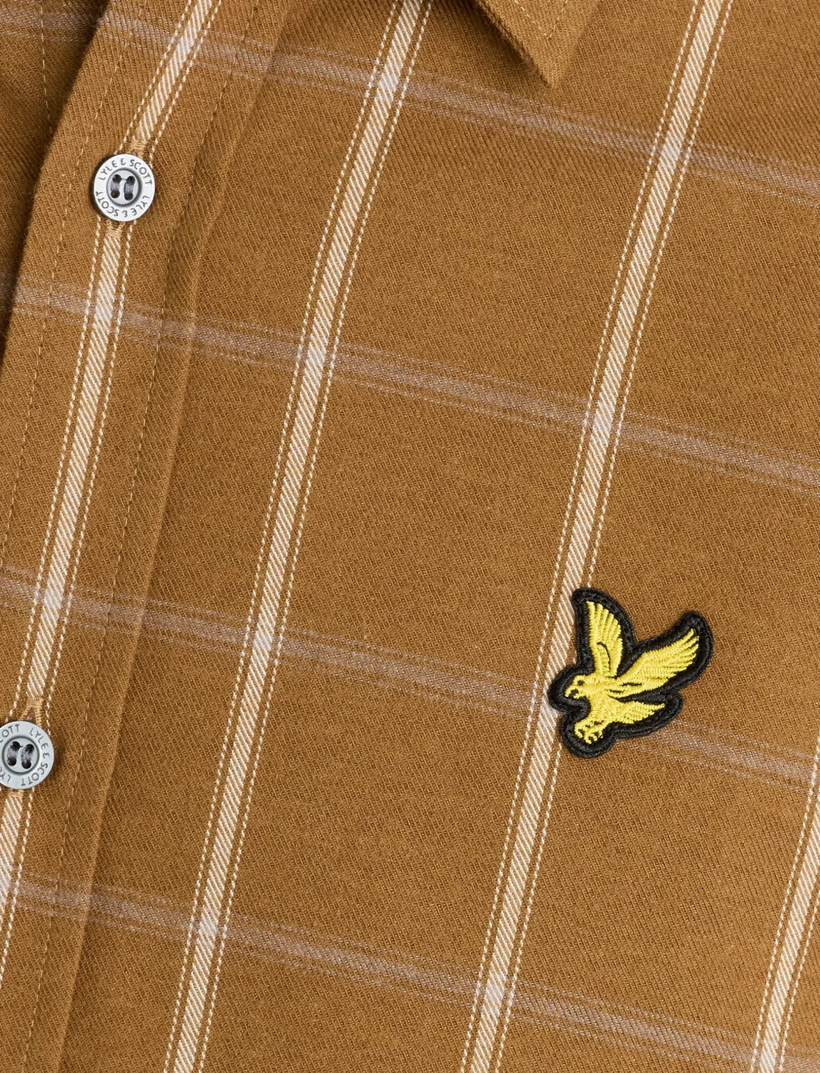 Lyle & Scott - Broad Windowpane Check Shirt - rutiga skjortor - chestnut brown - 5