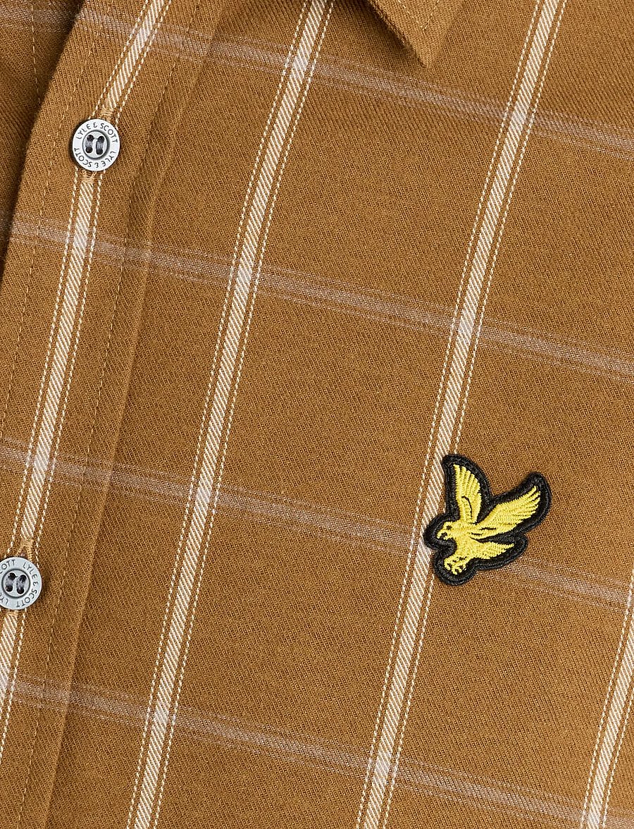 Lyle & Scott - Broad Windowpane Check Shirt - rutiga skjortor - chestnut brown - 5