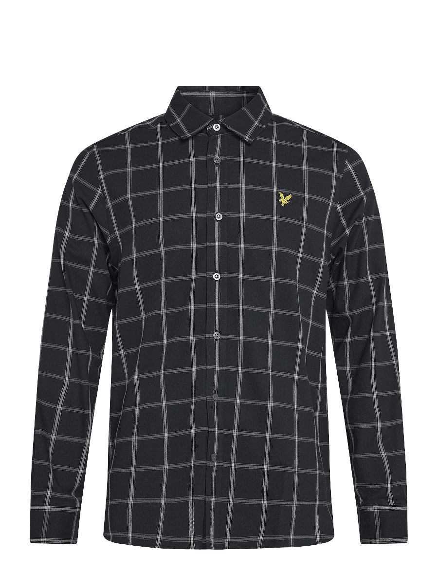 Lyle & Scott - Broad Windowpane Check Shirt - rutiga skjortor - jet black - 1