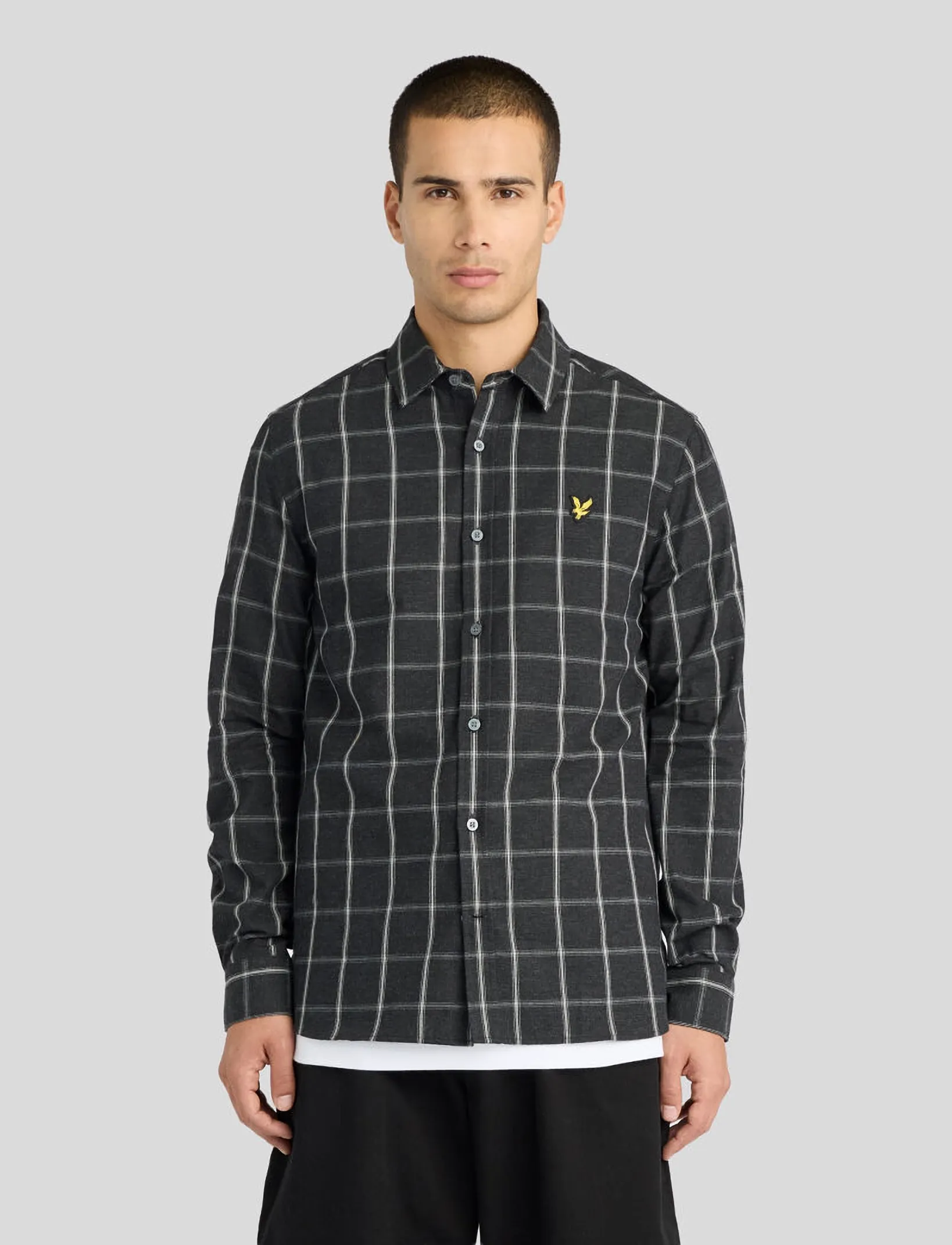 Lyle & Scott Broad Windowpane Check Shirt - Ruudulised särgid - JET BLACK / black