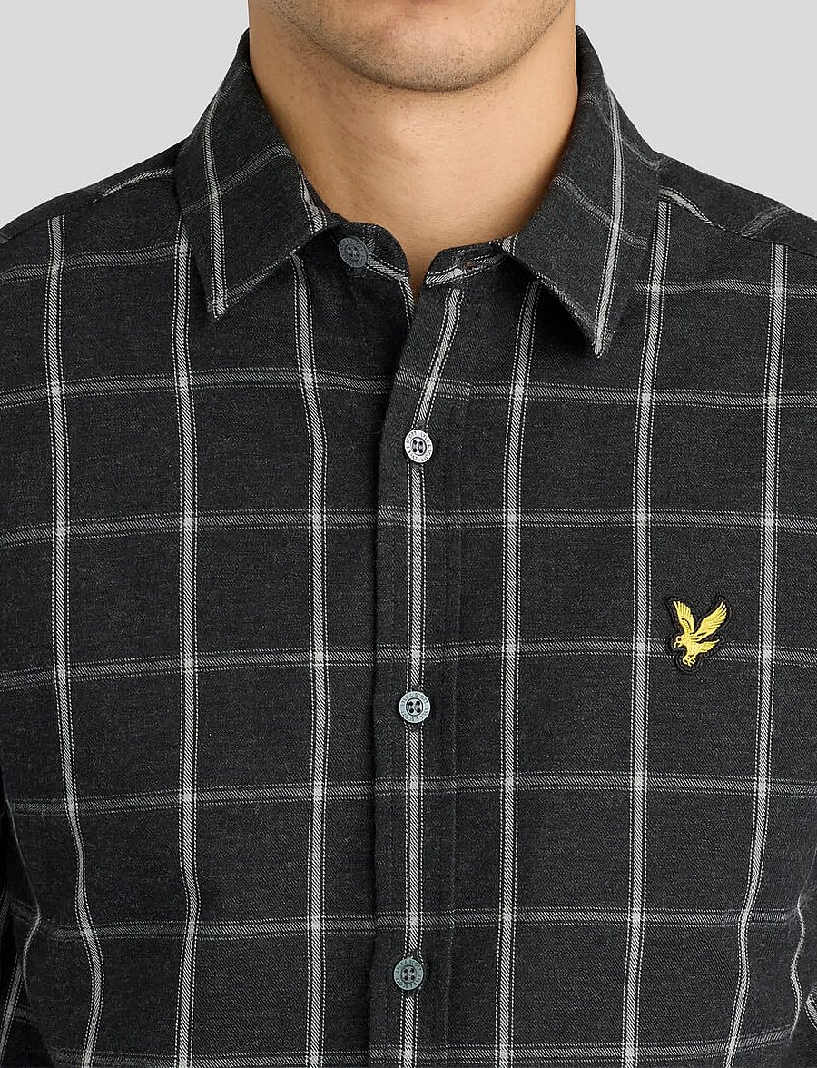 Lyle & Scott - Broad Windowpane Check Shirt - ruudulised särgid - jet black - 4