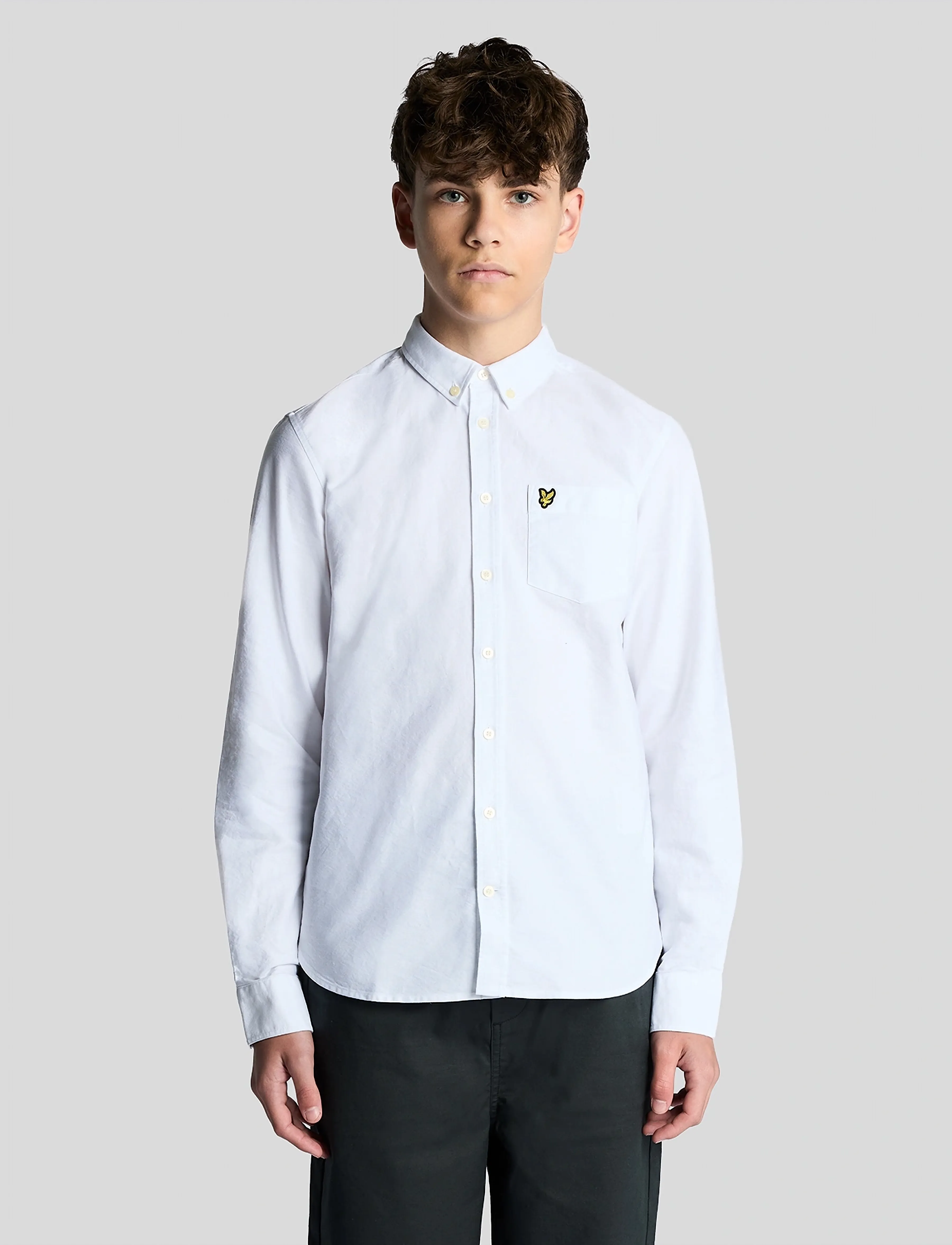 Lyle & Scott Oxford Shirt, 122-128, Shirts, Weiß - Long-sleeved Kinder