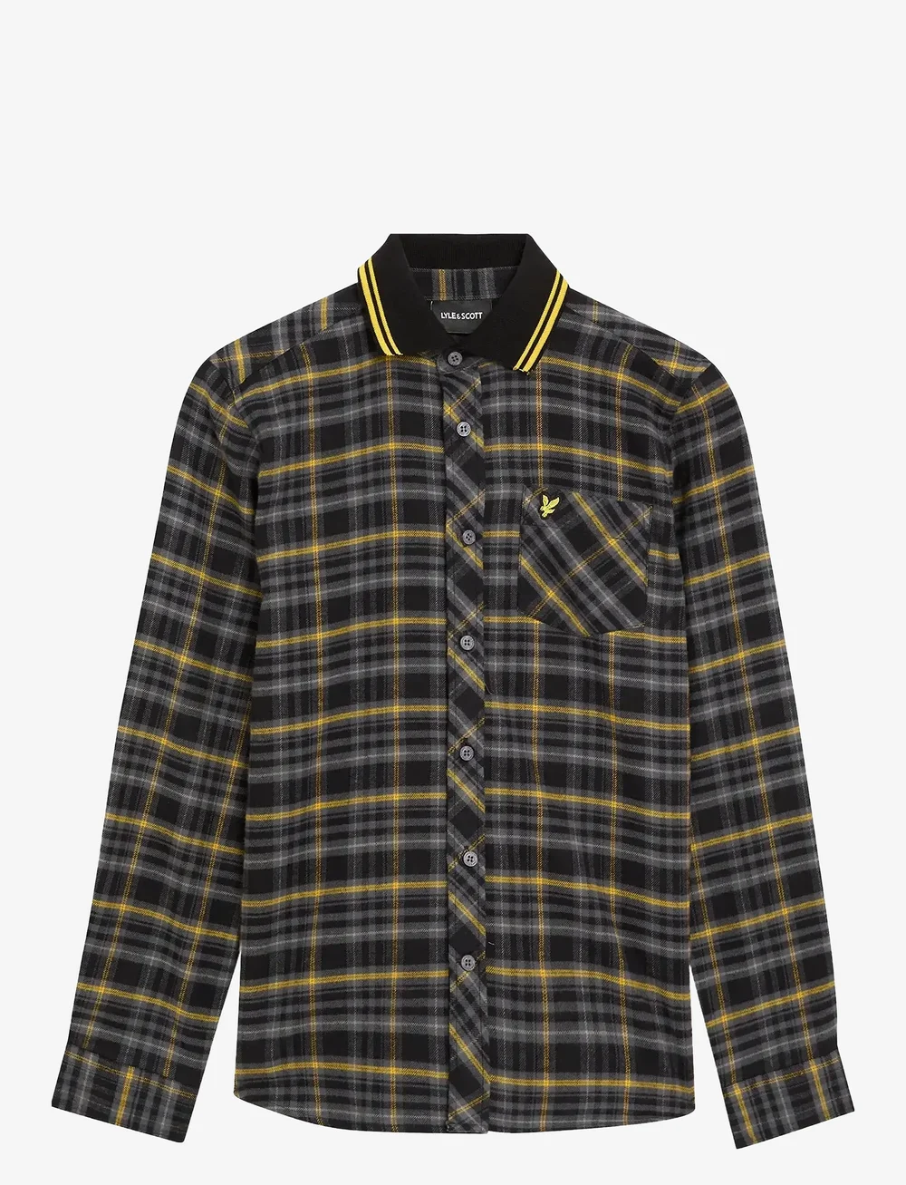 Lyle & Scott - Tartan Shirt - långärmade skjortor - z865 jet black - 0