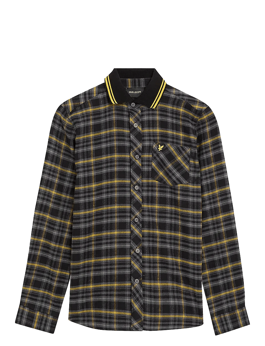 Lyle & Scott - Tartan Shirt - langärmlige hemden - z865 jet black - 0