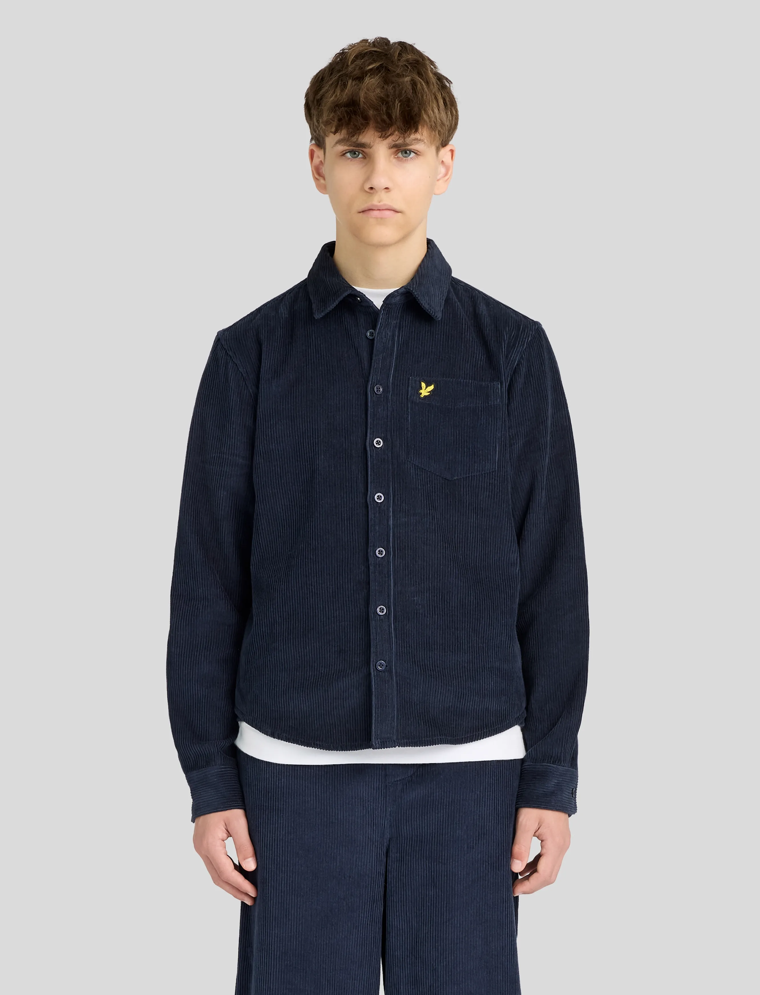 Lyle & Scott - Cord Long Sleeve Shirt - langärmlige hemden - dark navy - 0