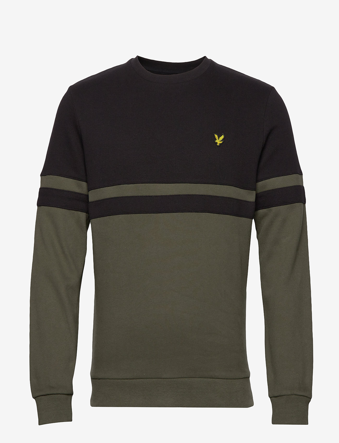 Lyle & Scott - Panel Stripe Crew Neck Sweatshirt - true black/olive - 0