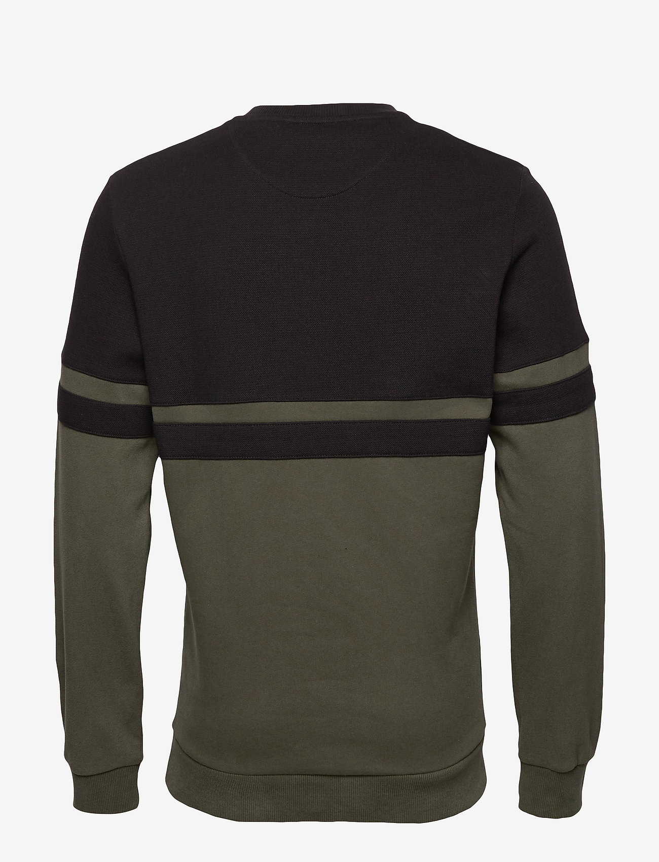 Lyle & Scott - Panel Stripe Crew Neck Sweatshirt - true black/olive - 1