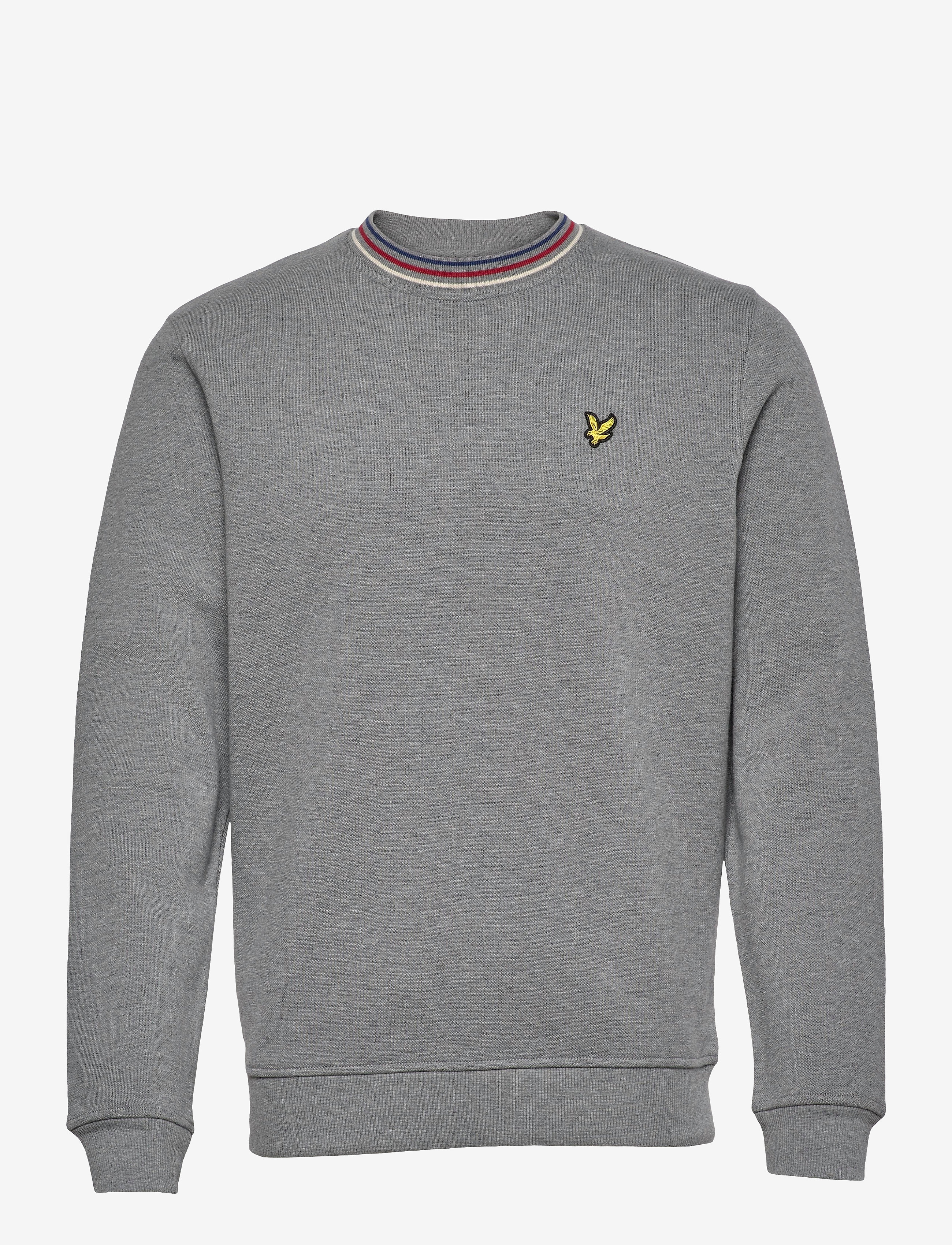 Lyle & Scott - Pique Sweatshirt with Tipping - mid grey marl - 0