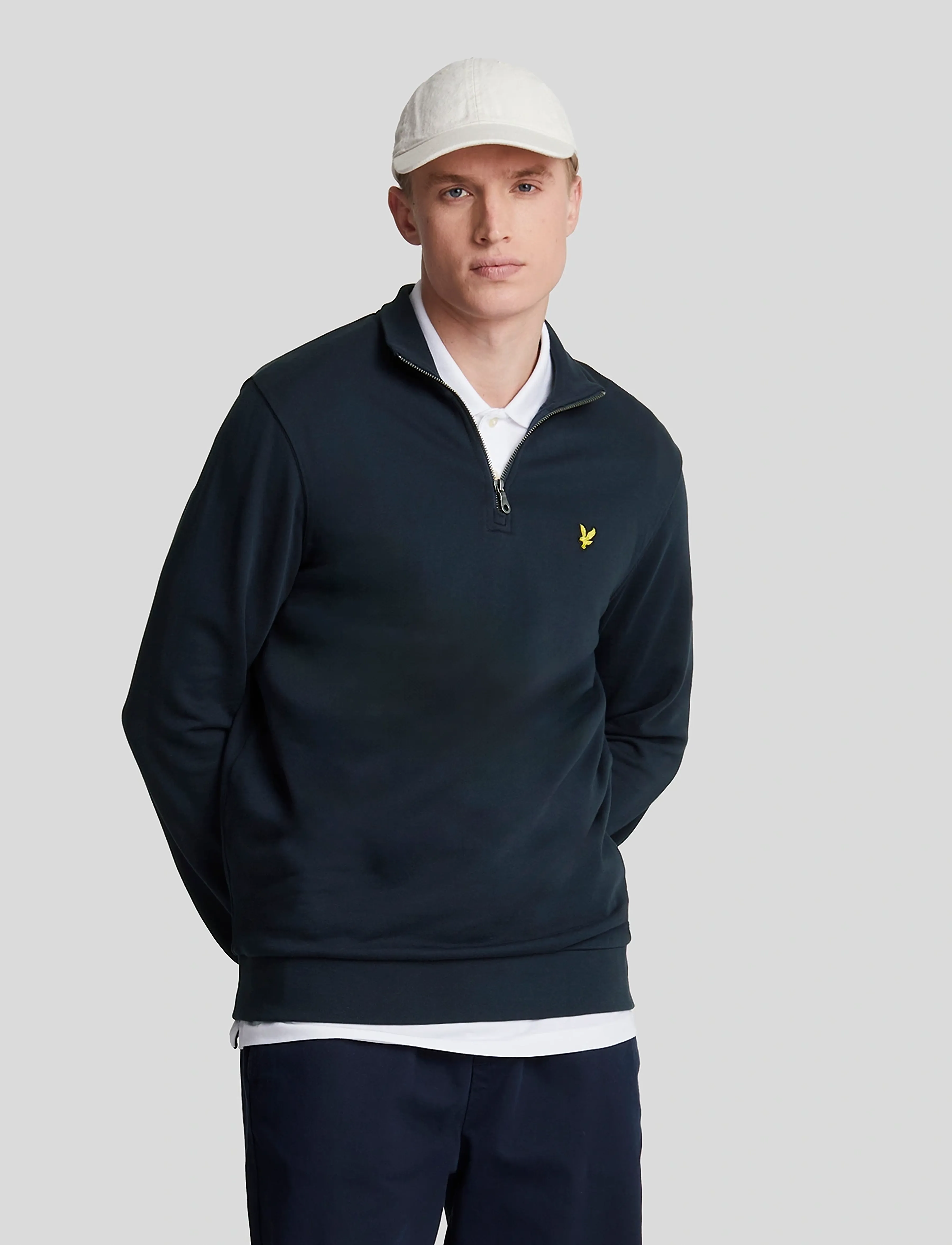 Lyle & Scott Loopback Quarter Zip Sweat, Mænd, Quarter Zip Sweatshirt, Navy, Str: M