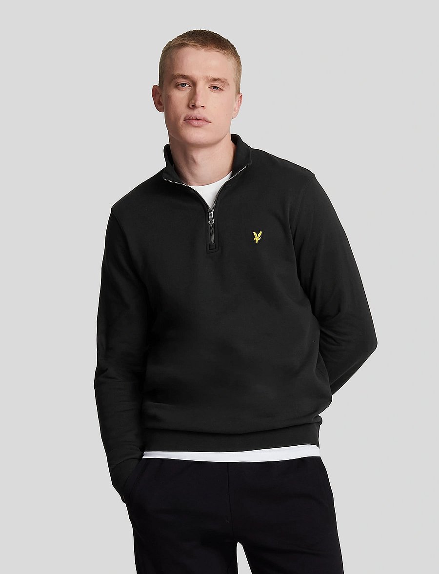 Lyle & Scott - Loopback Quarter Zip Sweat - sweatshirts - jet black - 0