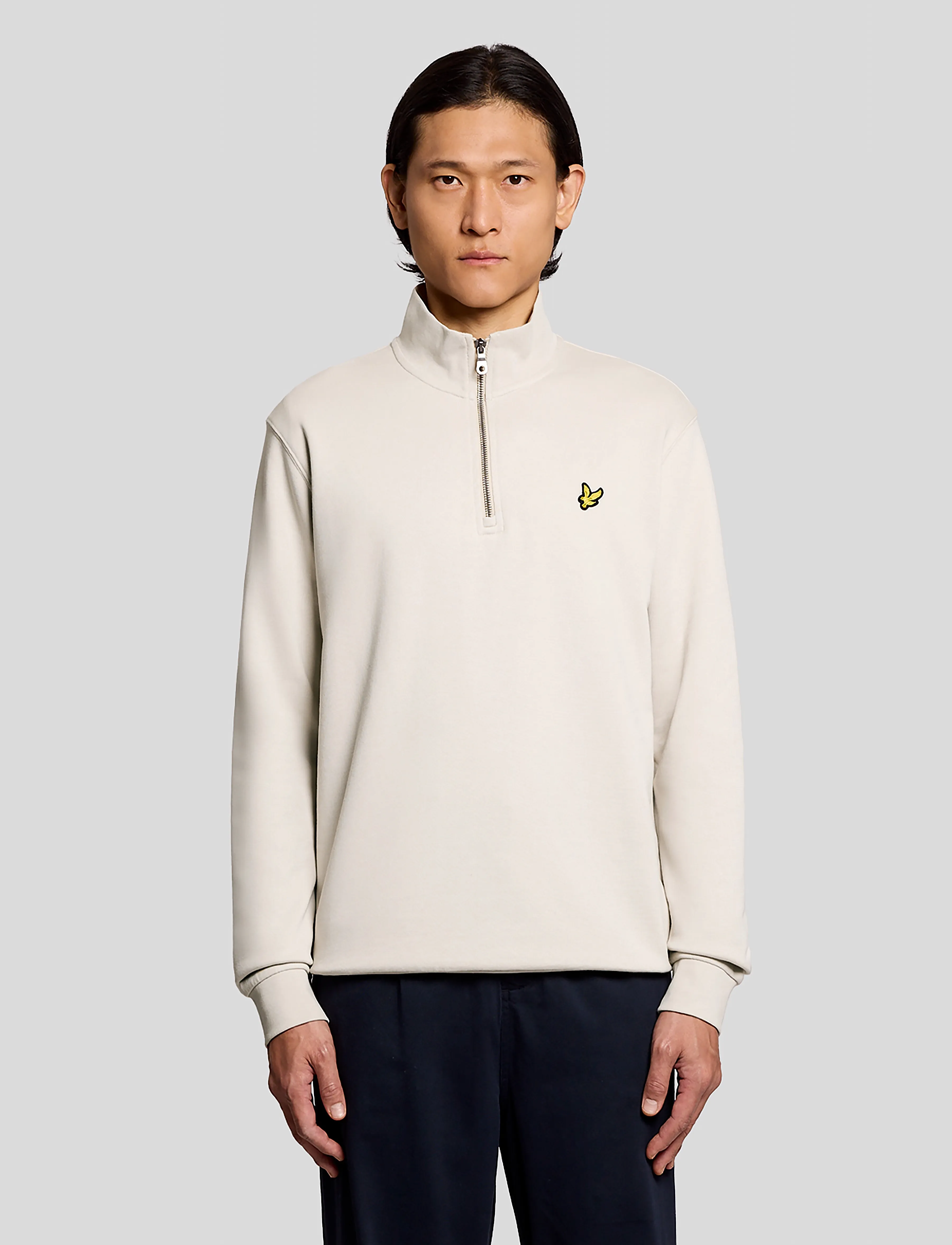 Lyle & Scott Loopback Quarter Zip Sweat, Mænd, Quarter Zip Sweatshirt, Cream, Str: M