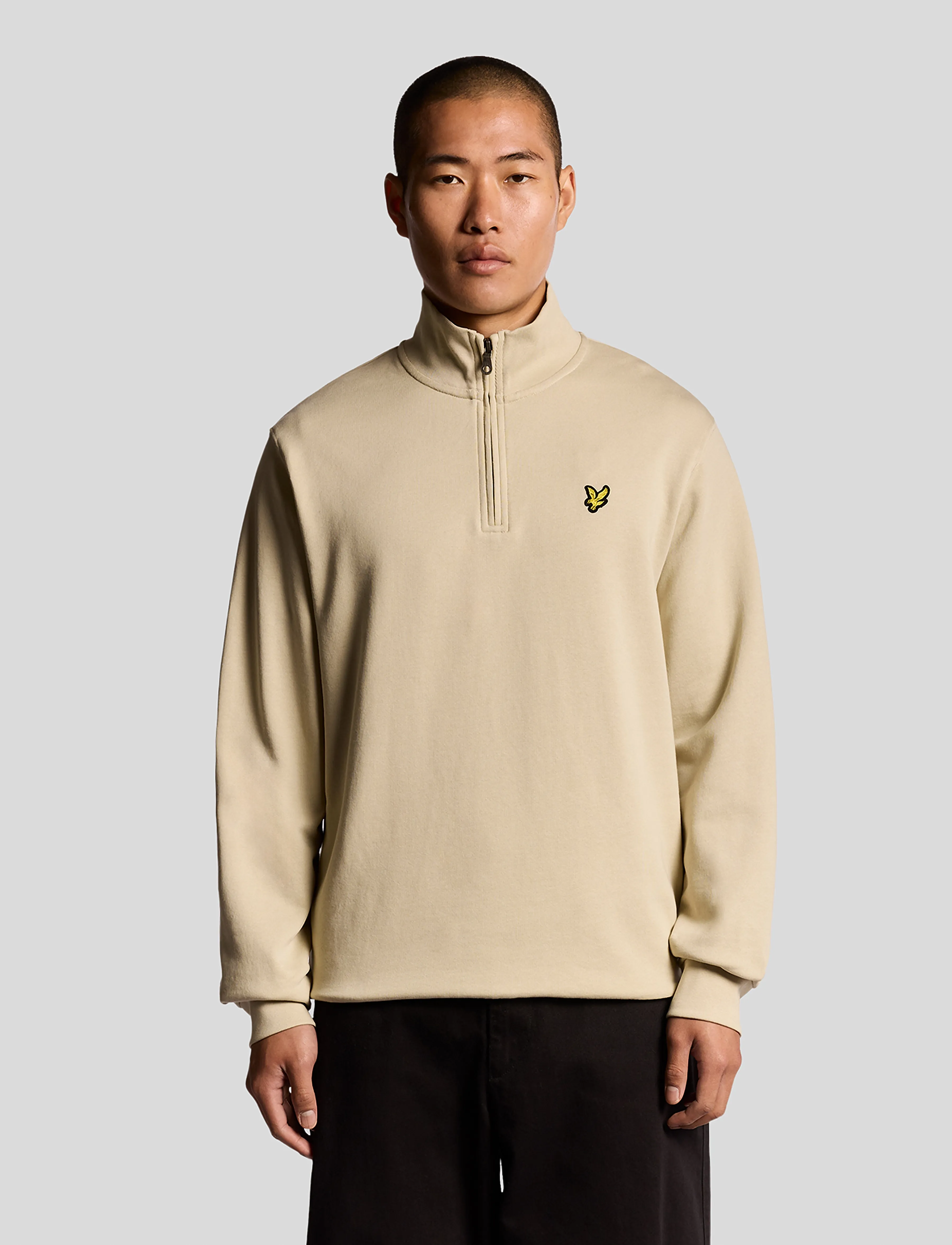 Lyle & Scott Loopback Quarter Zip Sweat, Mænd, Quarter Zip Sweatshirt, Beige, Str: M