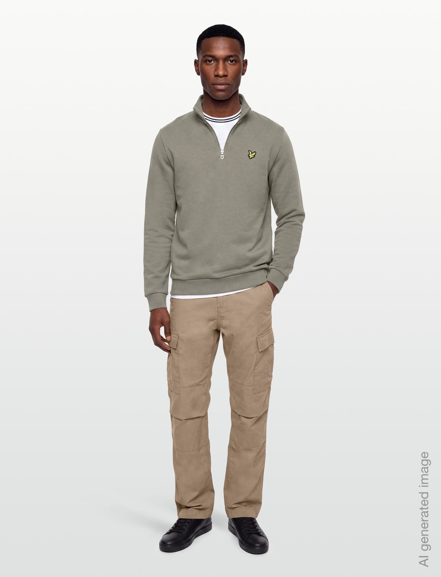 Lyle & Scott - Loopback Quarter Zip Sweat - pullover mit halbem reißverschluss - khaki ash - 0