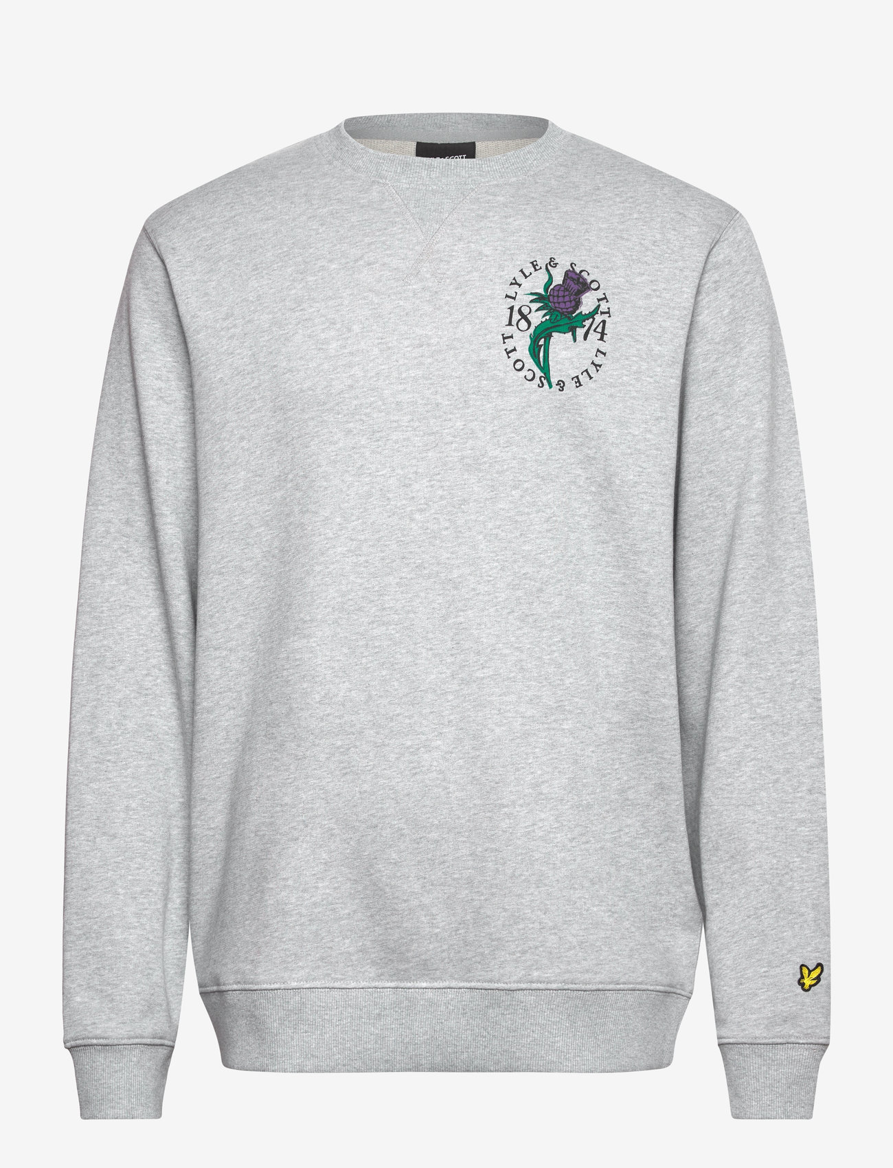 Lyle & Scott - Thistle Flora Printed Crew Neck Sweatshirt - dressipluusid - light grey marl - 1