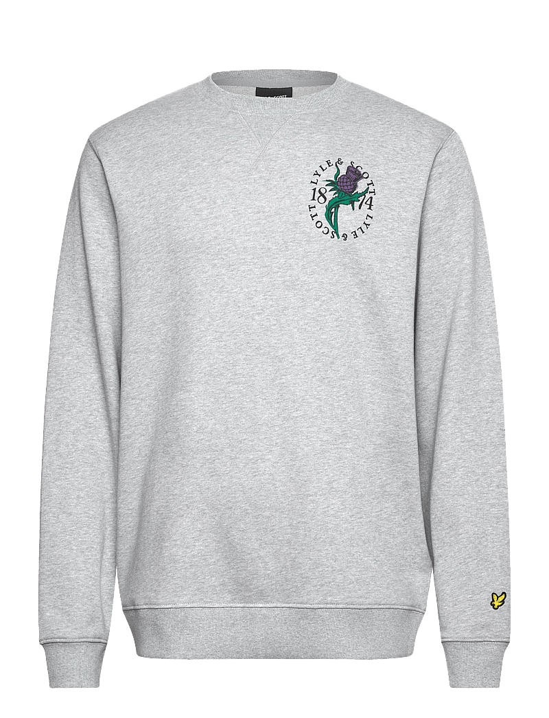 Lyle & Scott - Thistle Flora Printed Crew Neck Sweatshirt - dressipluusid - light grey marl - 1