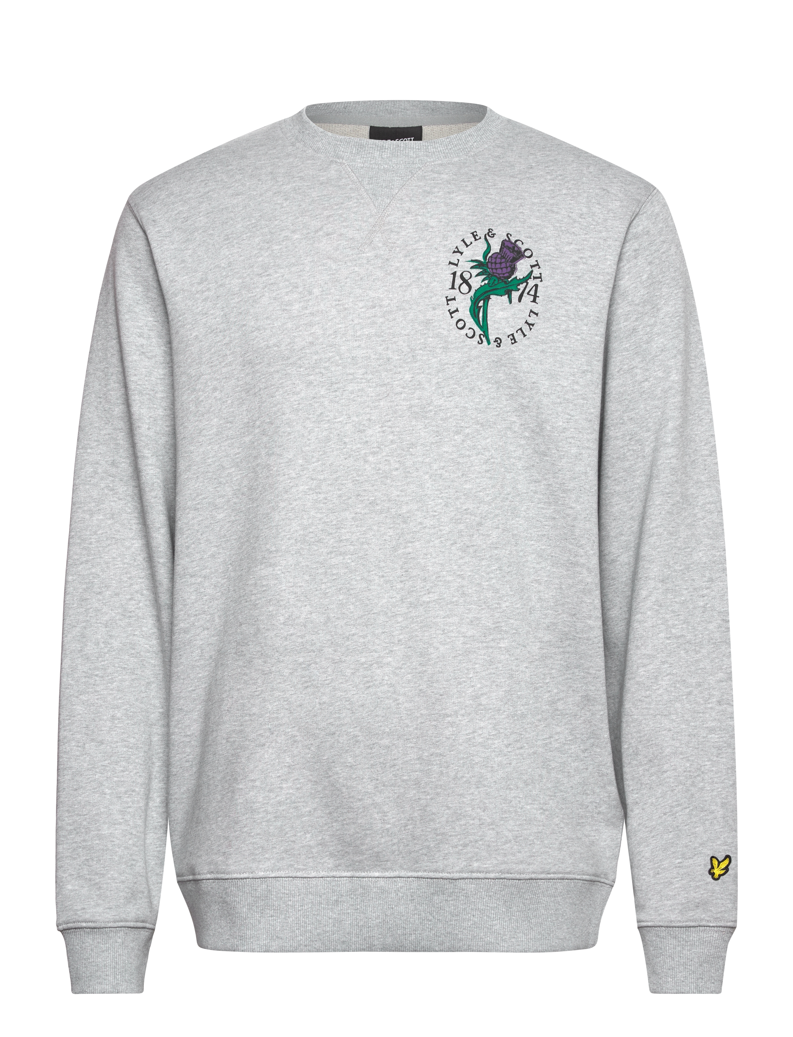 Lyle & Scott Thistle Flora Printed Crew Neck Sweatshirt - Sweatshirts & hættetrøjer - LIGHT GREY MARL / grey