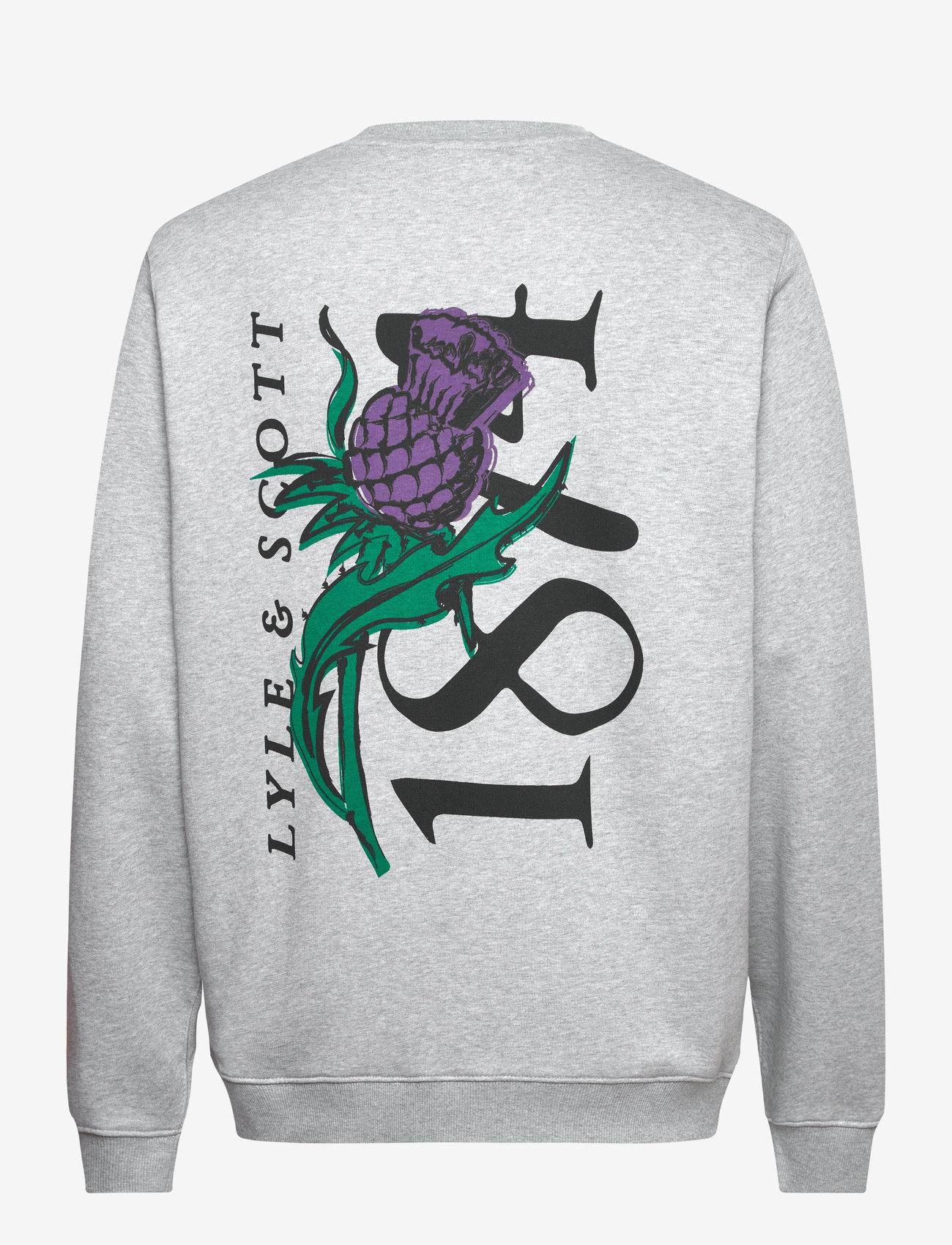 Lyle & Scott - Thistle Flora Printed Crew Neck Sweatshirt - dressipluusid - light grey marl - 5