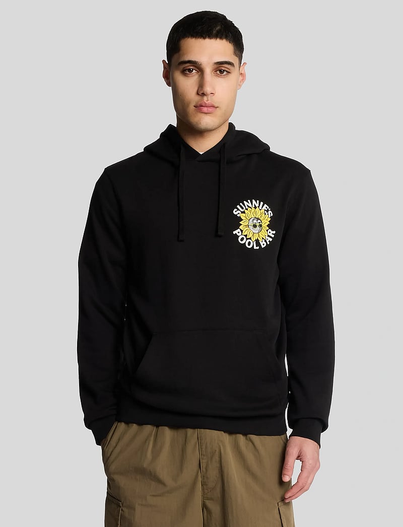 Lyle & Scott - Sunnies Pool Bar Graphic Pullover Hoodie - kapuutsiga dressipluusid - z865 jet black - 0