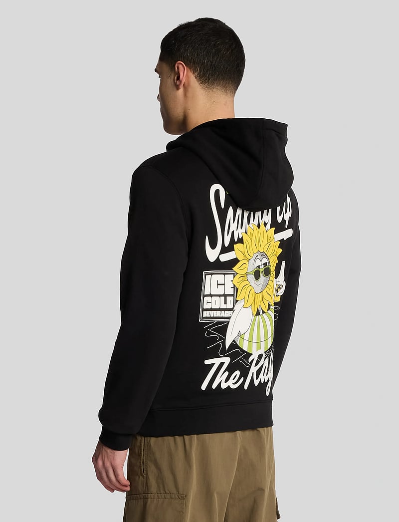 Lyle & Scott - Sunnies Pool Bar Graphic Pullover Hoodie - kapuutsiga dressipluusid - z865 jet black - 2