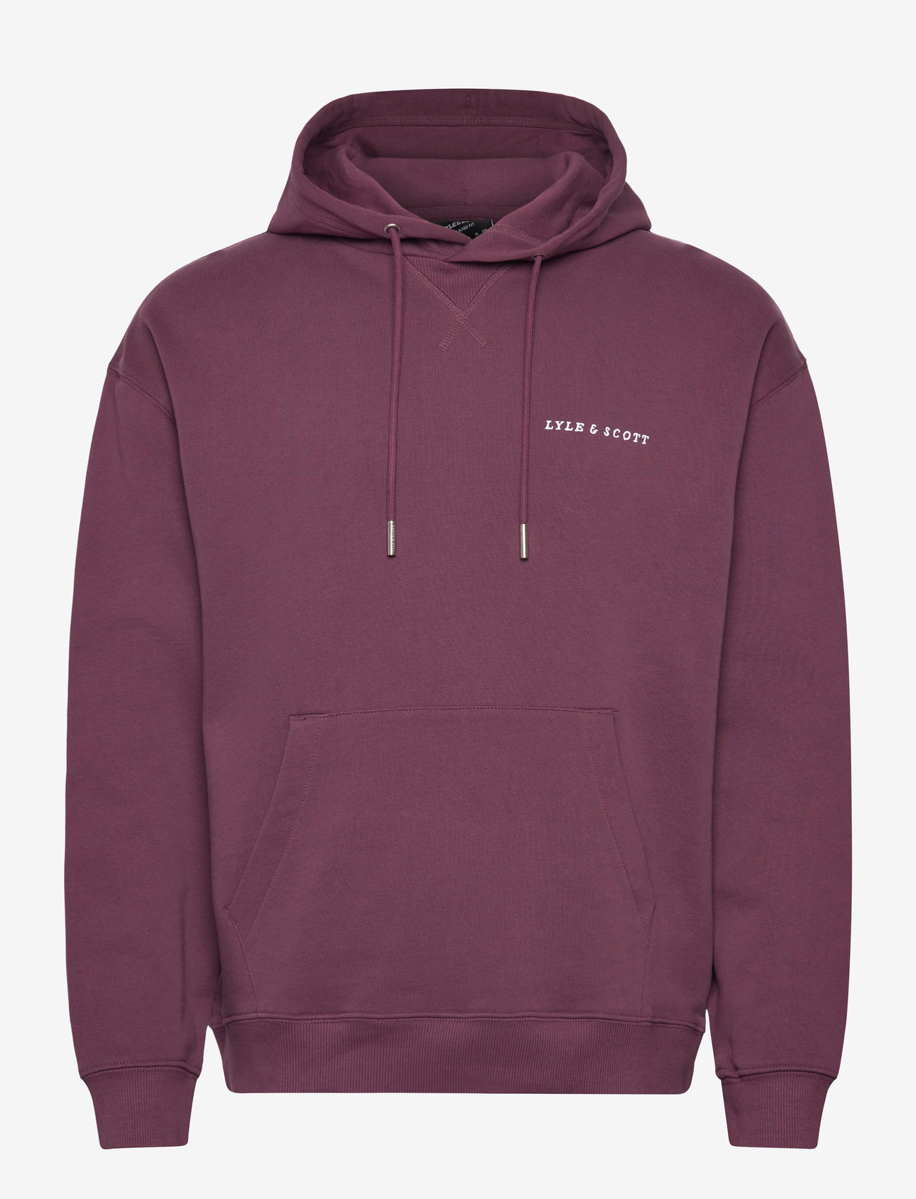 Lyle & Scott - Script Brushback Pullover Hoodie - sweatshirts - x868 dusky maroon - 0
