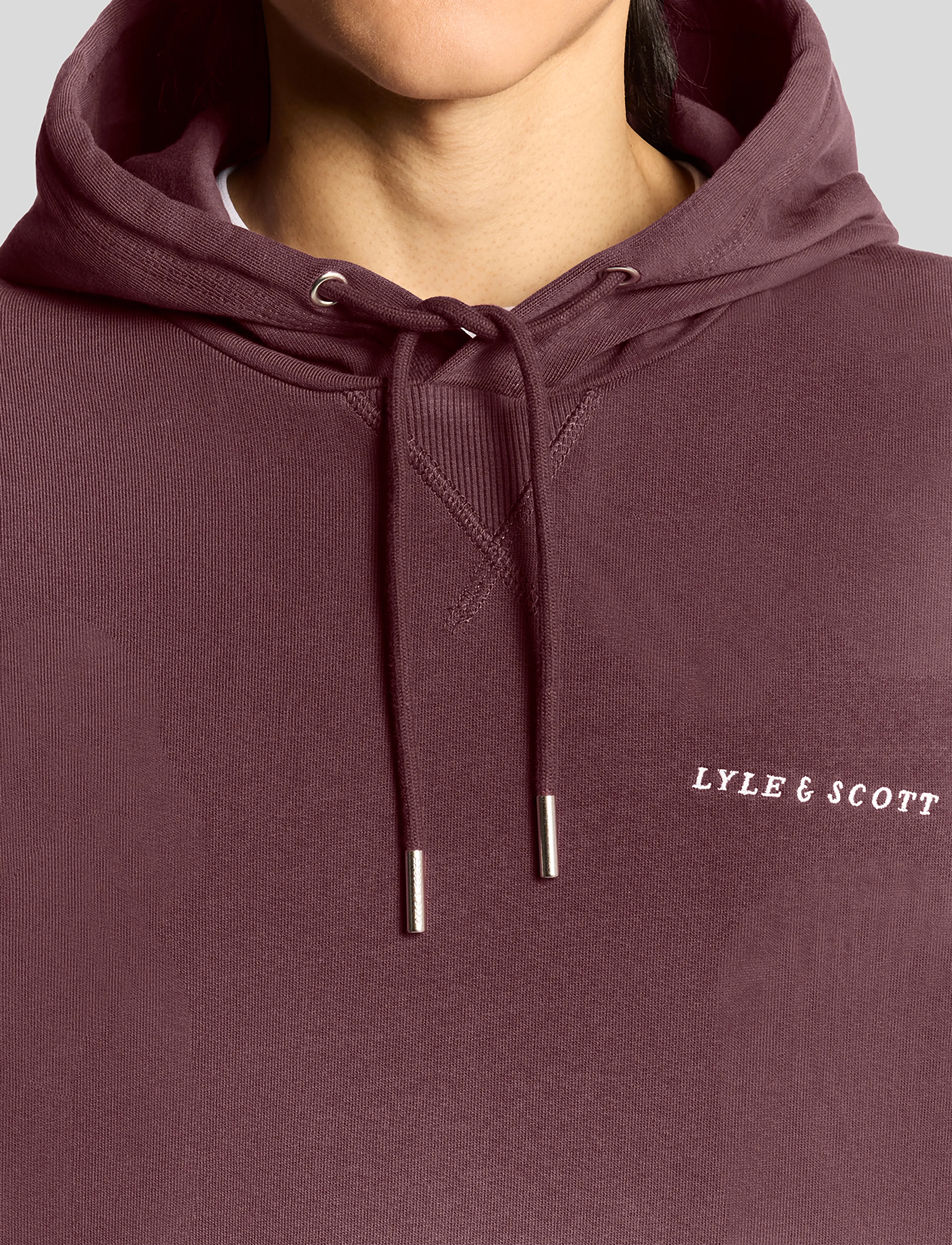 Lyle & Scott - Script Brushback Pullover Hoodie - sweatshirts - x868 dusky maroon - 4