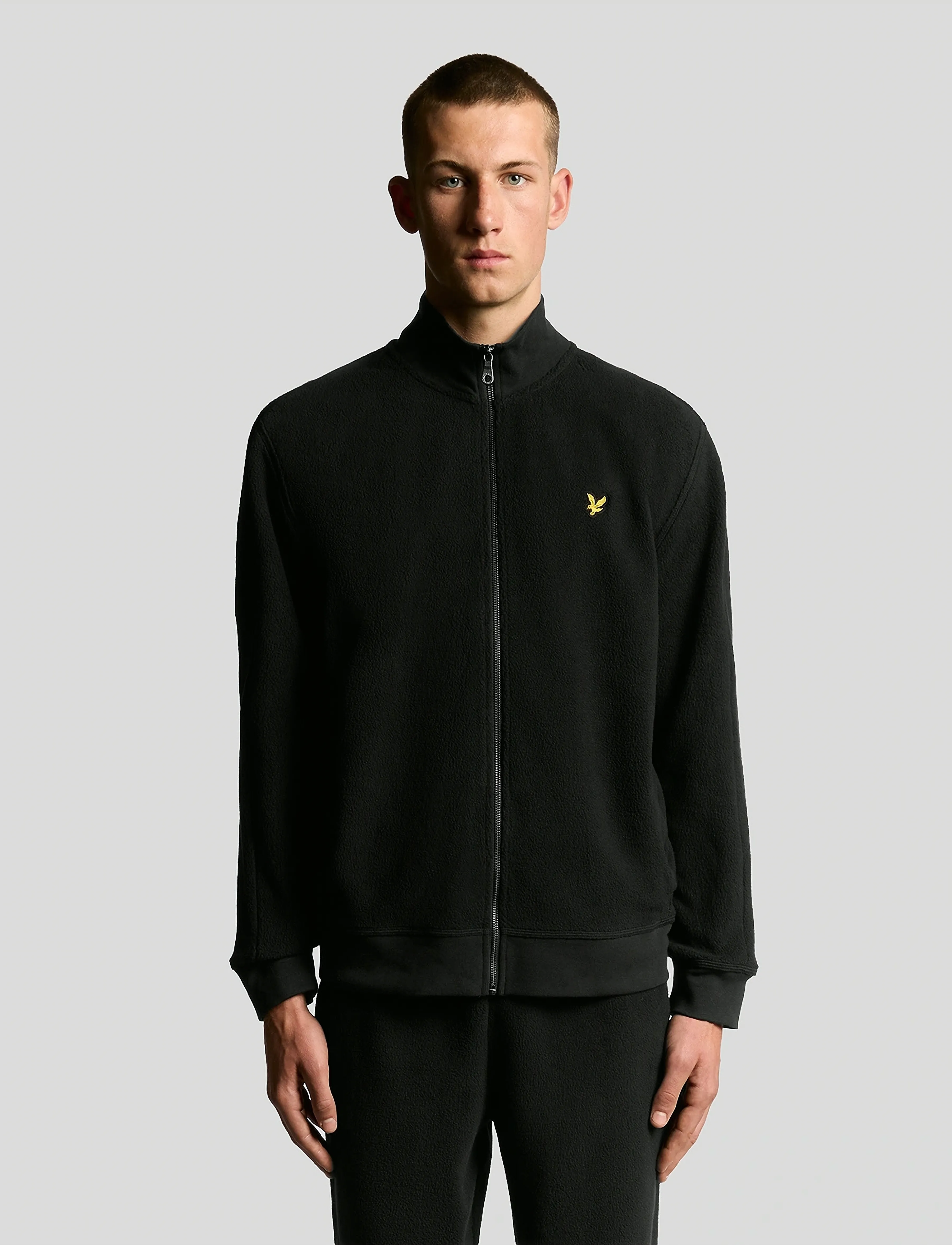Lyle & Scott Polar Fleece Track Jacket, XS, Black, Sweatshirts & Hoodies > Fleeces, Herre