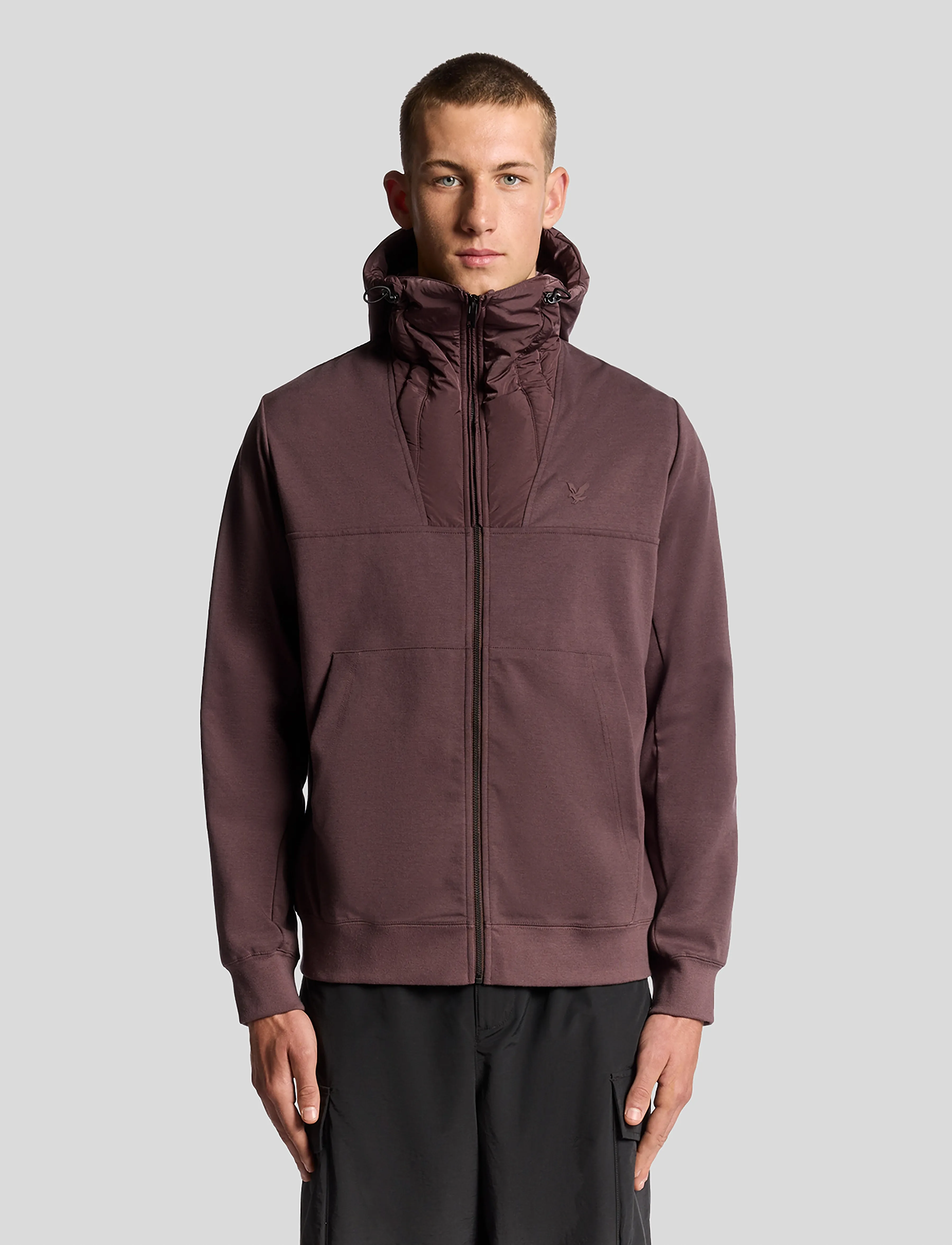 Lyle & Scott Panelled Hybrid Jacket, S, Brown, Jackets > Hybrid Jackets, Herre
