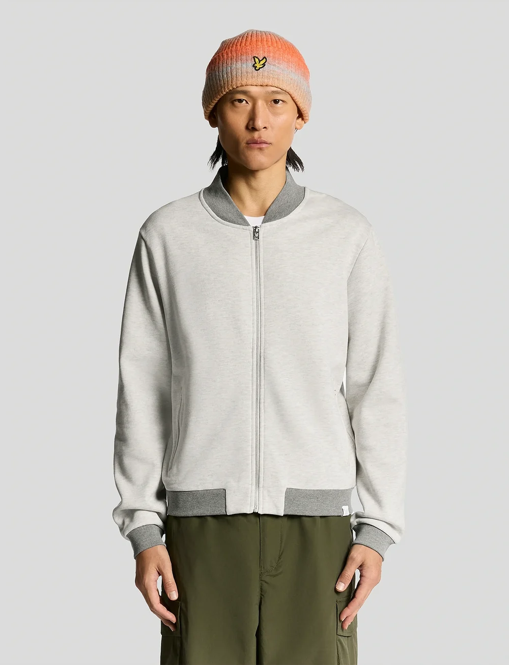 Lyle & Scott - Half Raglan Jersey Bomber - sweatshirts - d24 light grey marl - 0