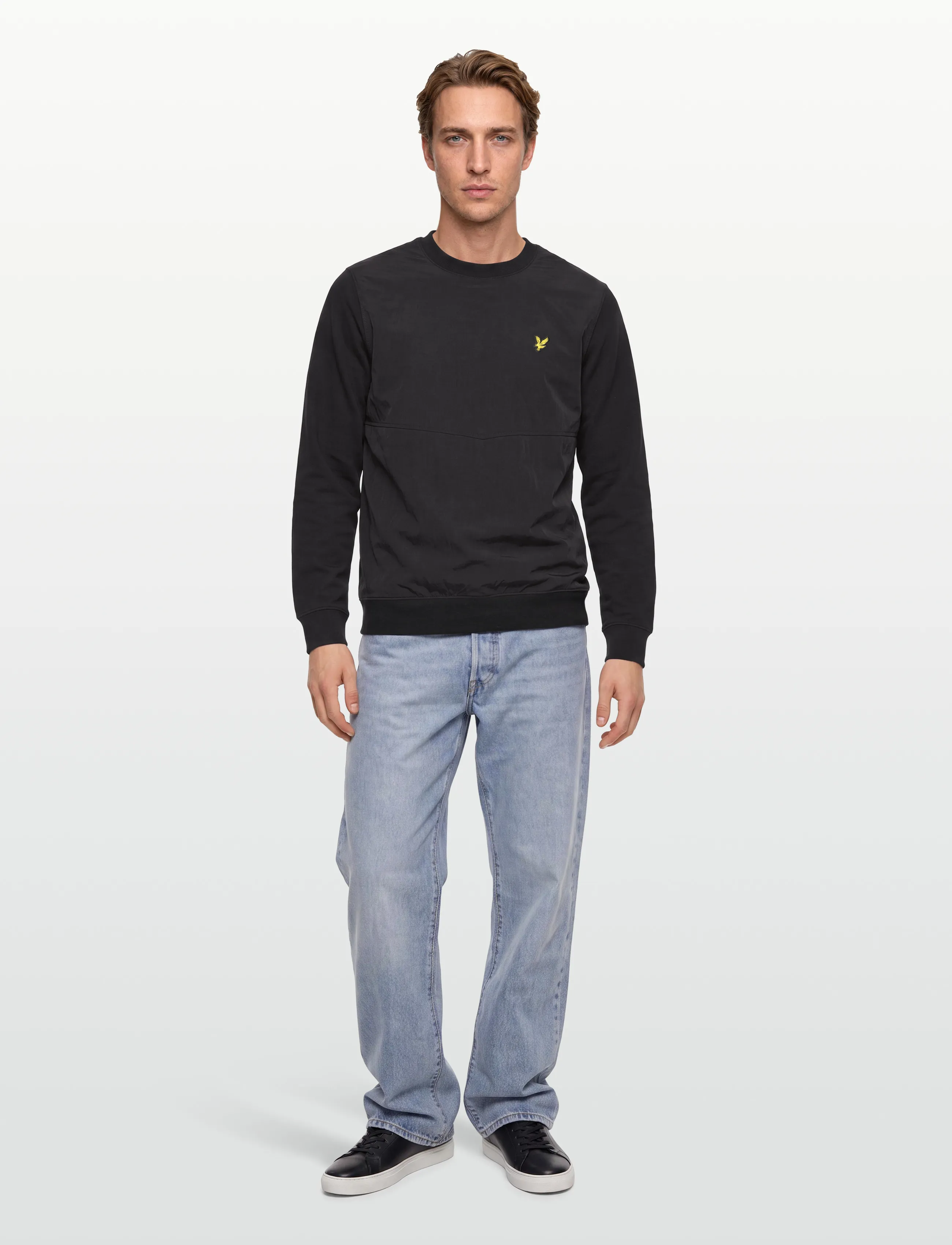 Lyle & Scott Half Raglan Hybrid Sweatshirt - Sweatshirts & Hoodies - Z865 JET BLACK / black