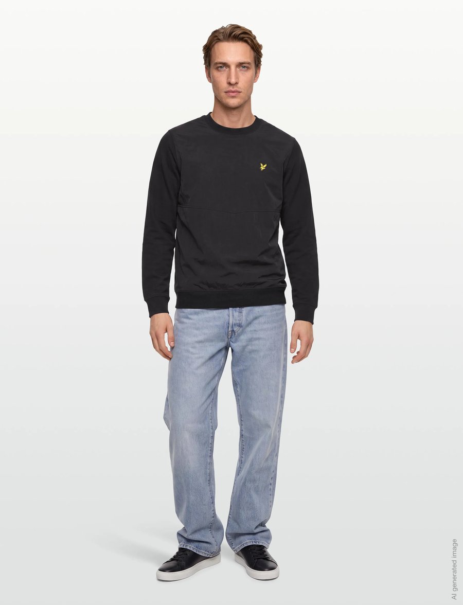 Lyle & Scott - Half Raglan Hybrid Sweatshirt - sweatshirts - z865 jet black - 0