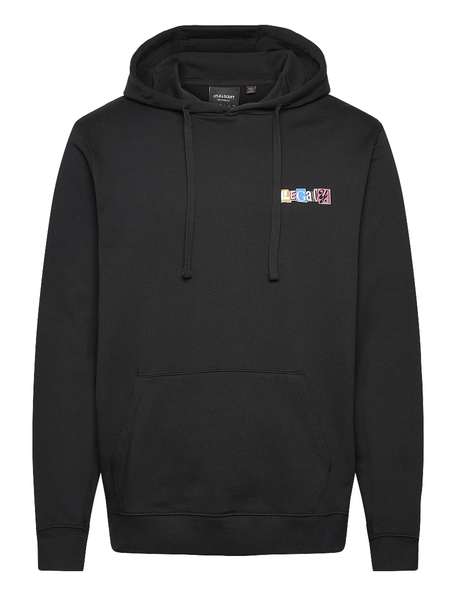 Lyle & Scott - Paper Letters Graphic Hoodie - kapuzenpullover - z865 jet black - 1