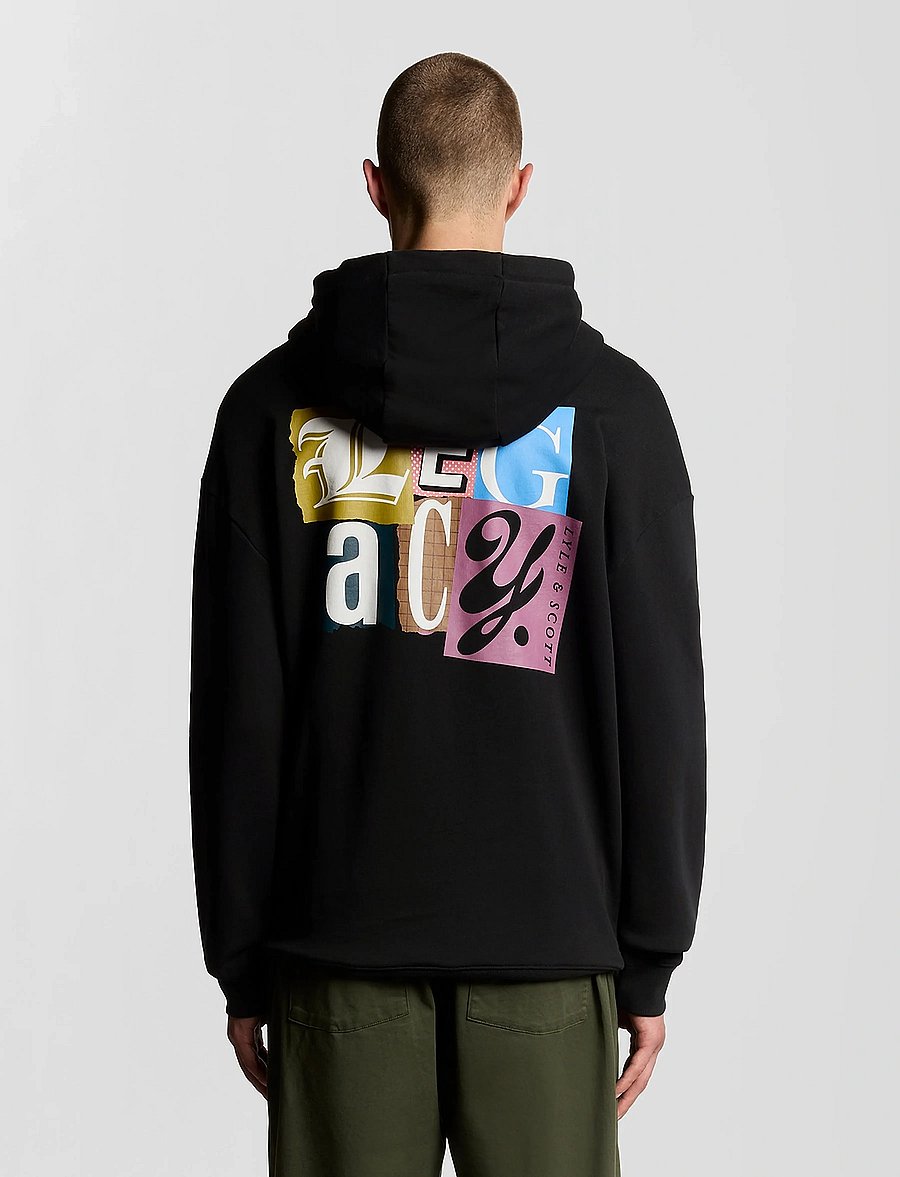Lyle & Scott - Paper Letters Graphic Hoodie - kapuzenpullover - z865 jet black - 3