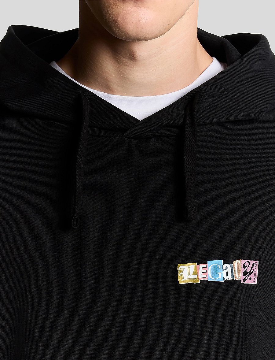 Lyle & Scott - Paper Letters Graphic Hoodie - kapuzenpullover - z865 jet black - 4