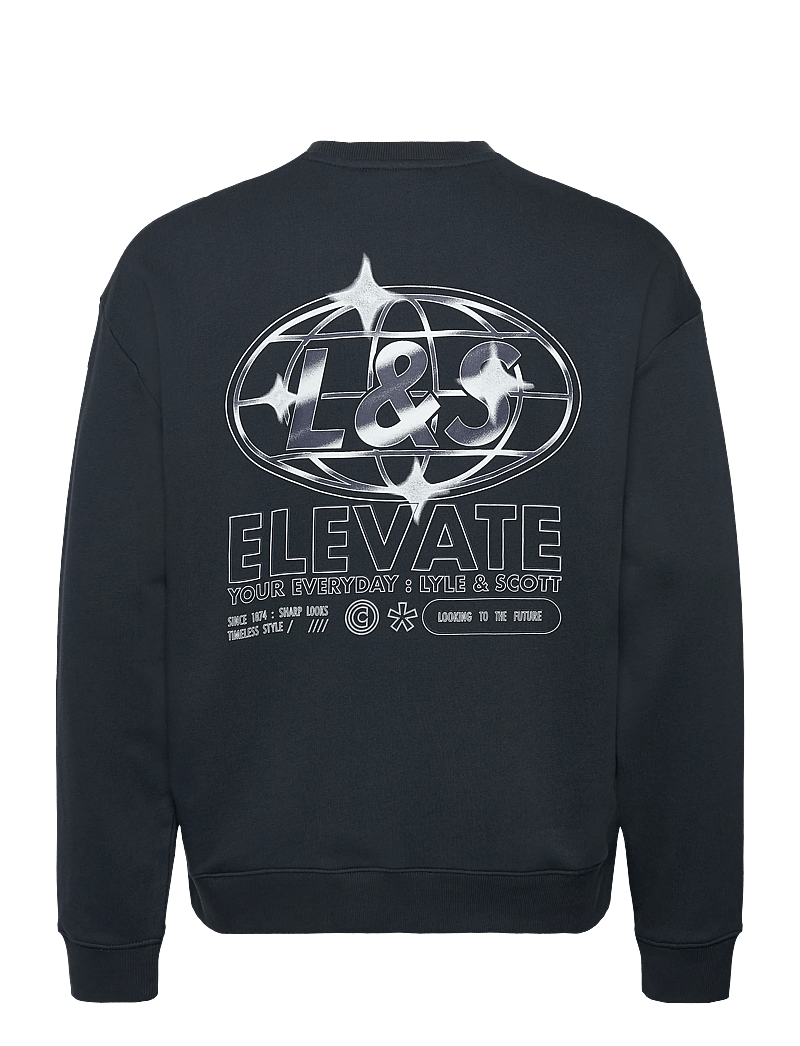 Lyle & Scott - Chrome Graphic Crew Neck - sweatshirts - z271 dark navy - 2