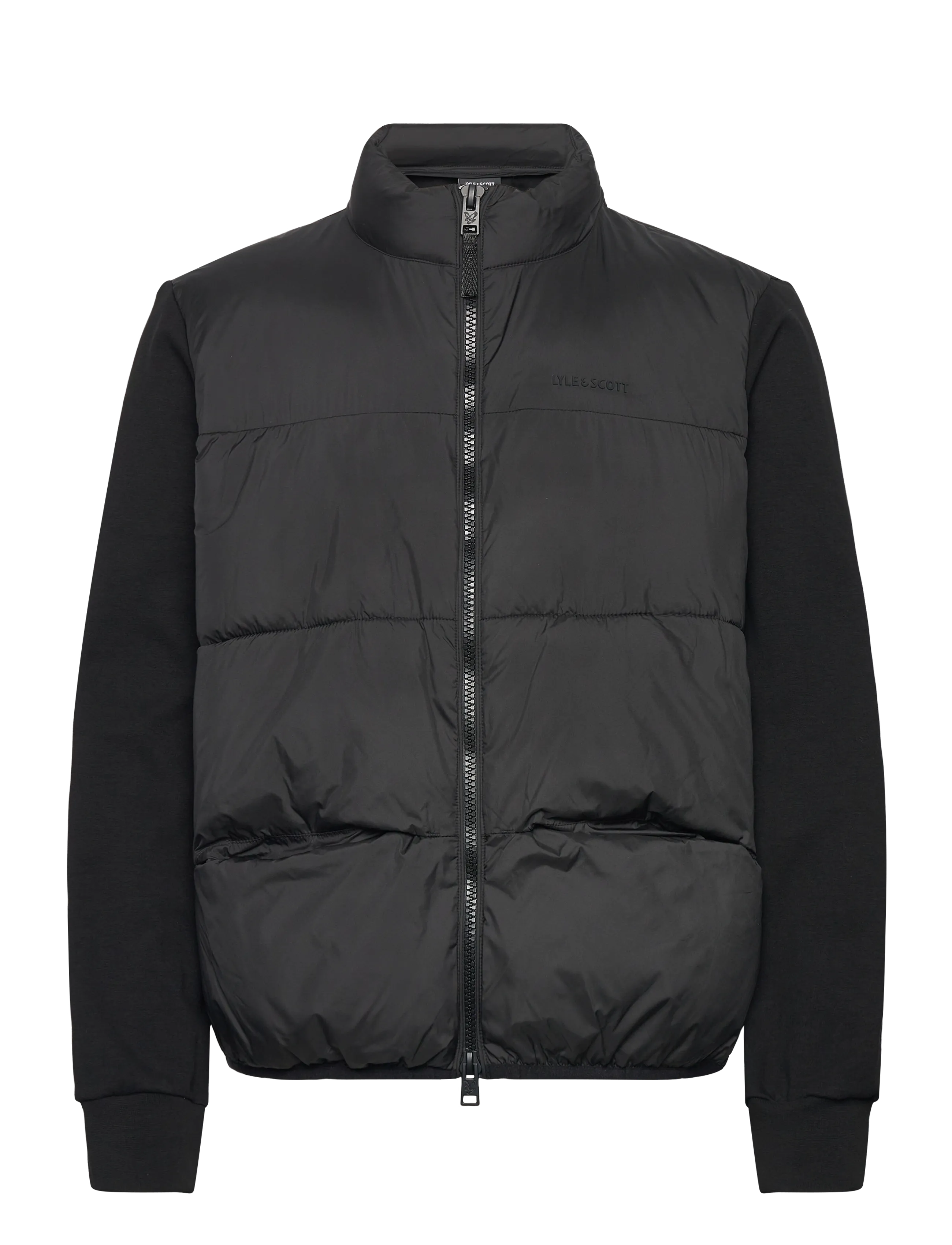 Lyle & Scott Funnel Neck Hybrid Zip Through Jumper - Lyle & Scott - Z865 JET BLACK / black