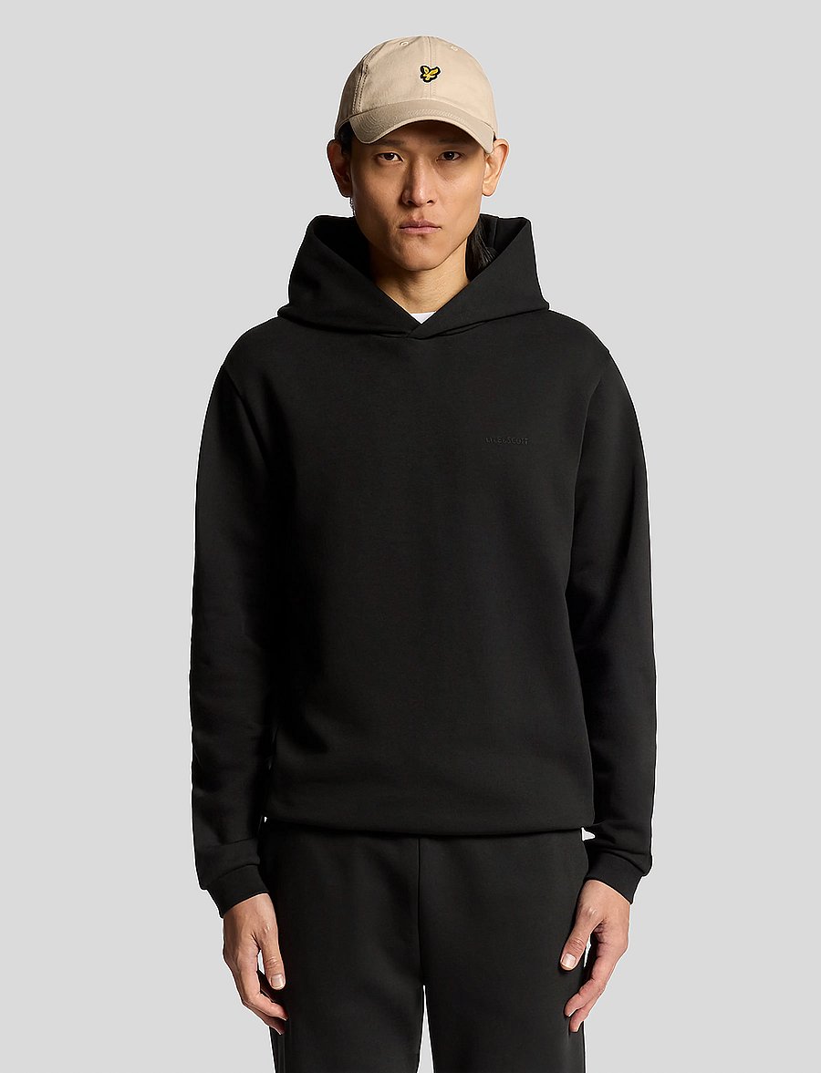 Lyle & Scott - Logo Brushback Pullover Hoodie - džemperi ar kapuci - z865 jet black - 0
