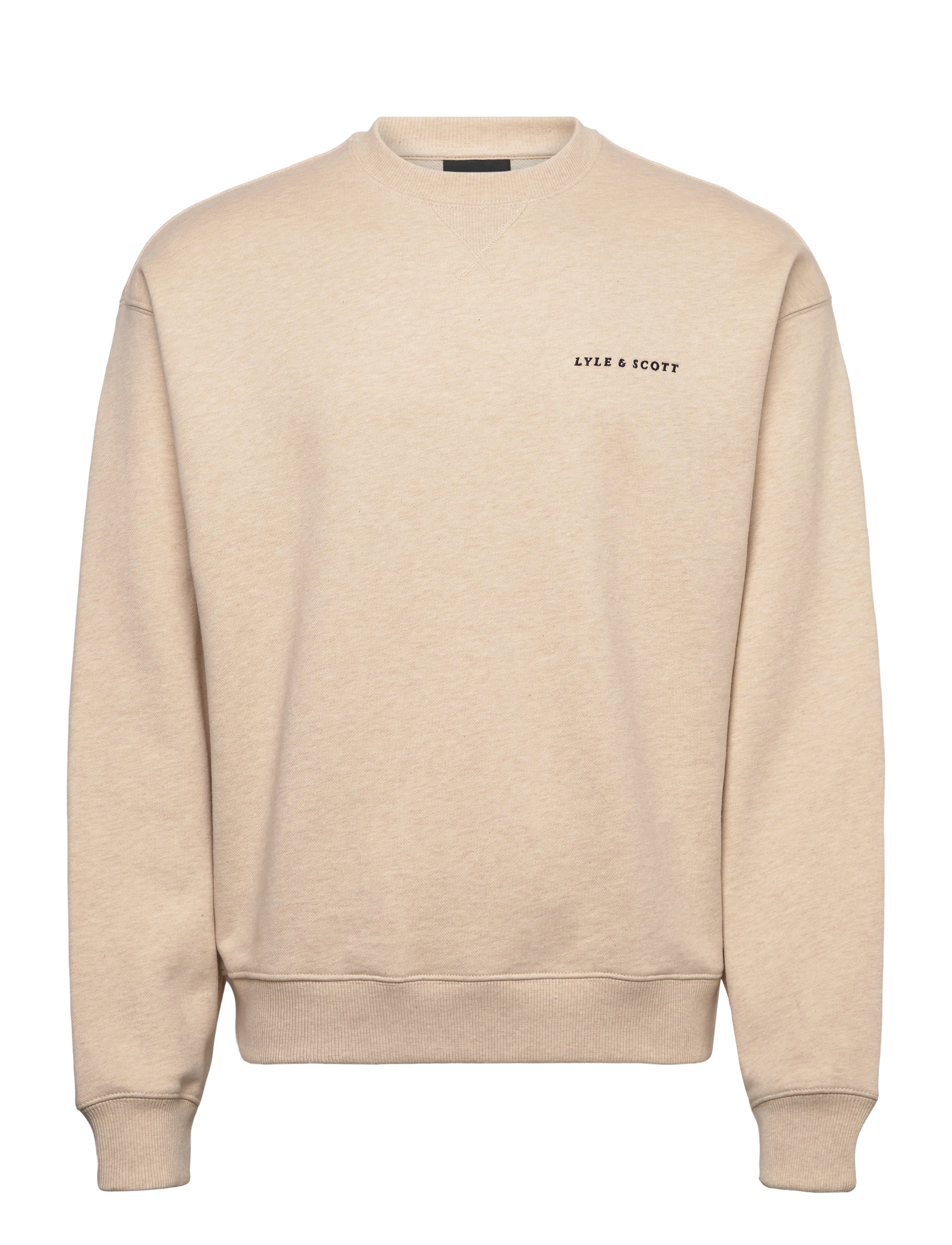 Lyle & Scott Script Heavyweight Loopback Crew Neck Sweatshirt - Vaatteet - Y147 ICE CREAM MARL / cream