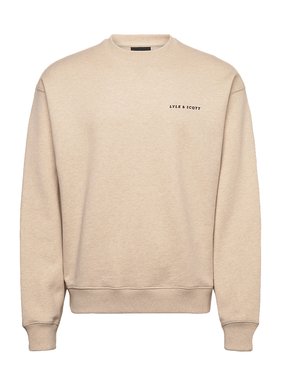Lyle & Scott - Script Heavyweight Loopback Crew Neck Sweatshirt - sweatshirts - y147 ice cream marl - 1