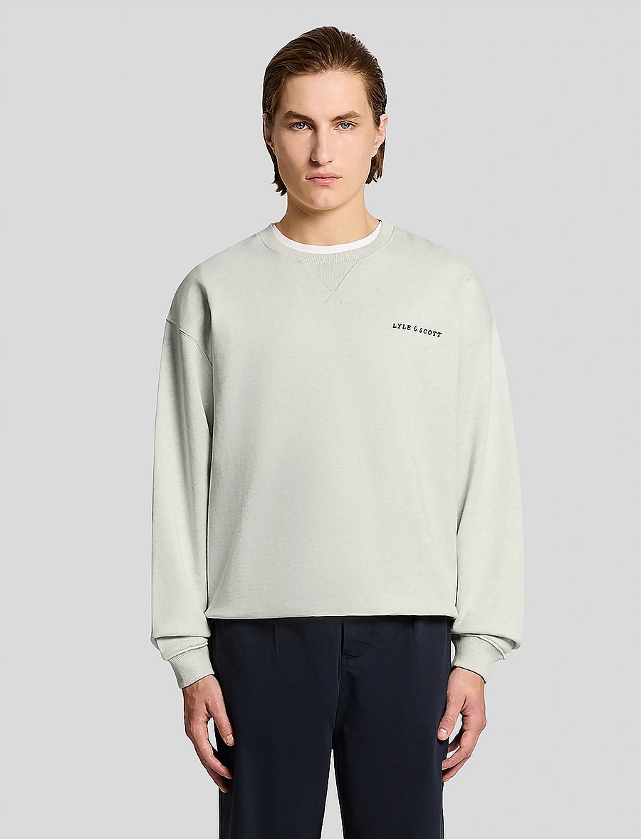 Lyle & Scott - Script Heavyweight Loopback Crew Neck Sweatshirt - sweatshirts - y147 ice cream marl - 0