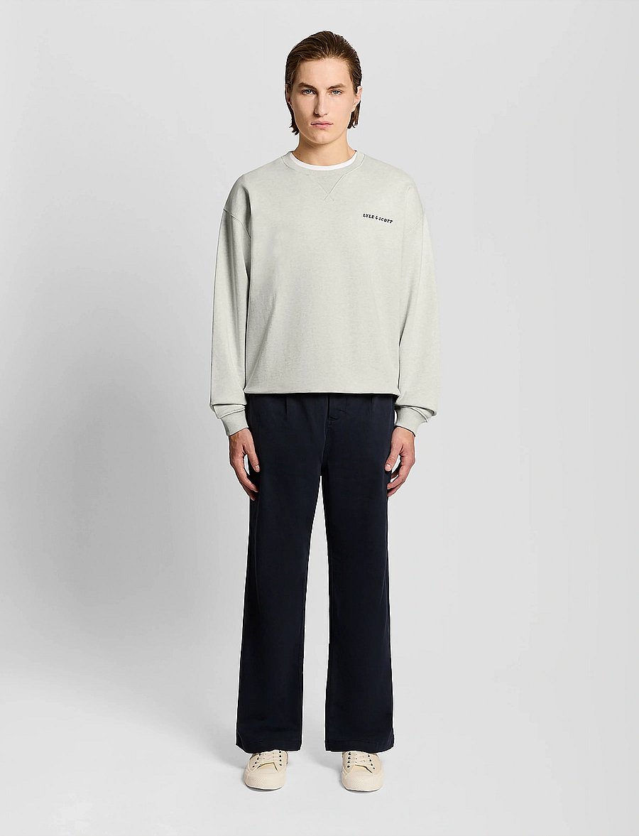 Lyle & Scott - Script Heavyweight Loopback Crew Neck Sweatshirt - sweatshirts - y147 ice cream marl - 4