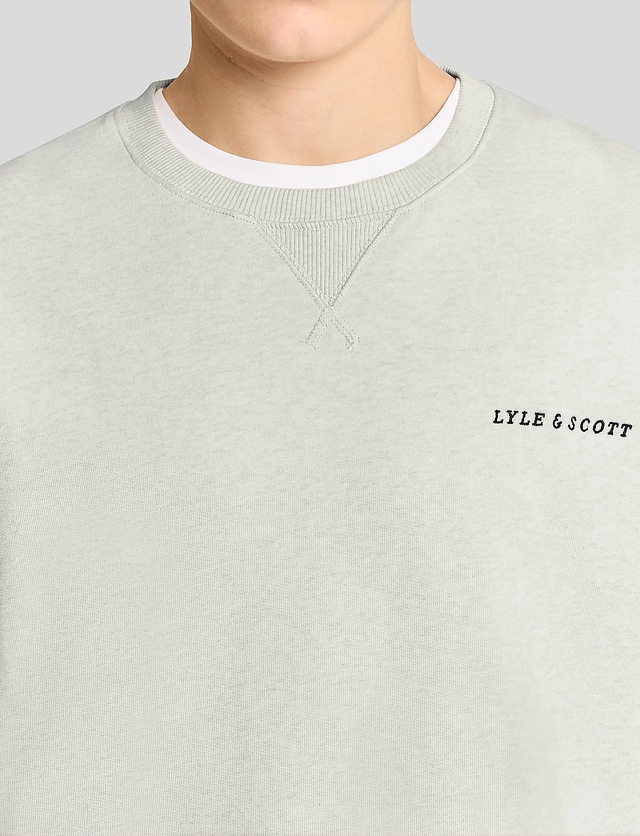 Lyle & Scott - Script Heavyweight Loopback Crew Neck Sweatshirt - sweatshirts - y147 ice cream marl - 5