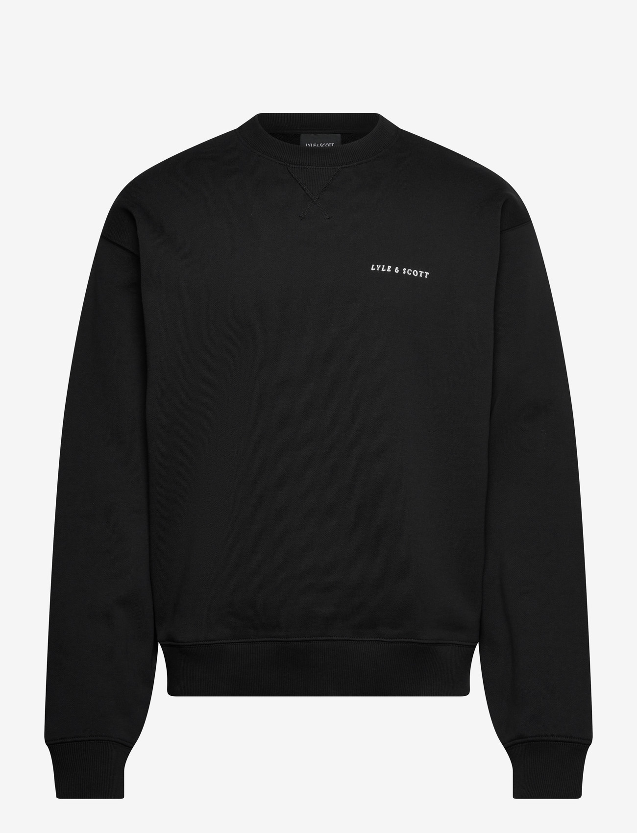 Lyle & Scott - Script Heavyweight Loopback Crew Neck Sweatshirt - sweatshirts - z865 jet black - 1