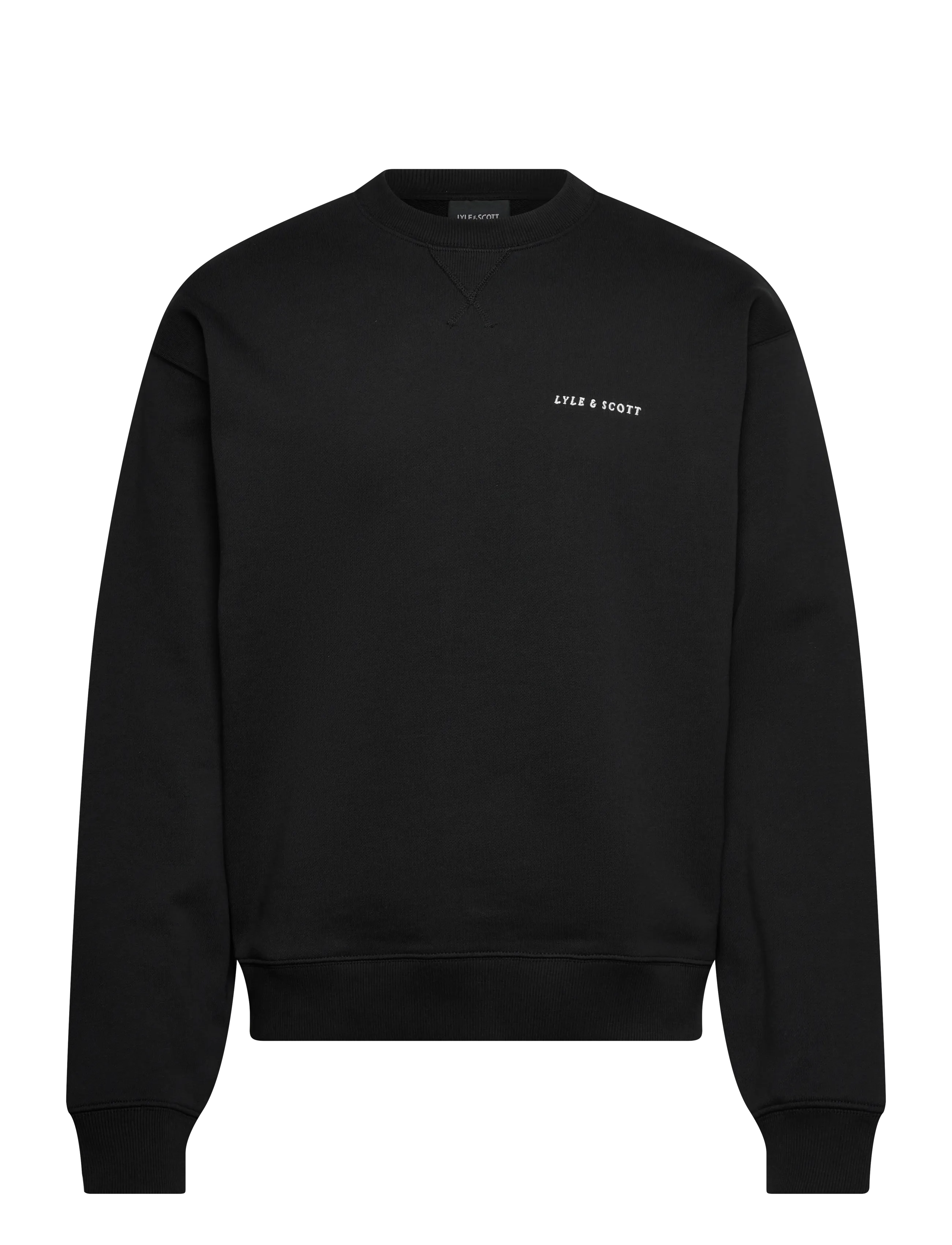 Lyle & Scott Script Heavyweight Loopback Crew Neck Sweatshirt - Vaatteet - Z865 JET BLACK / black